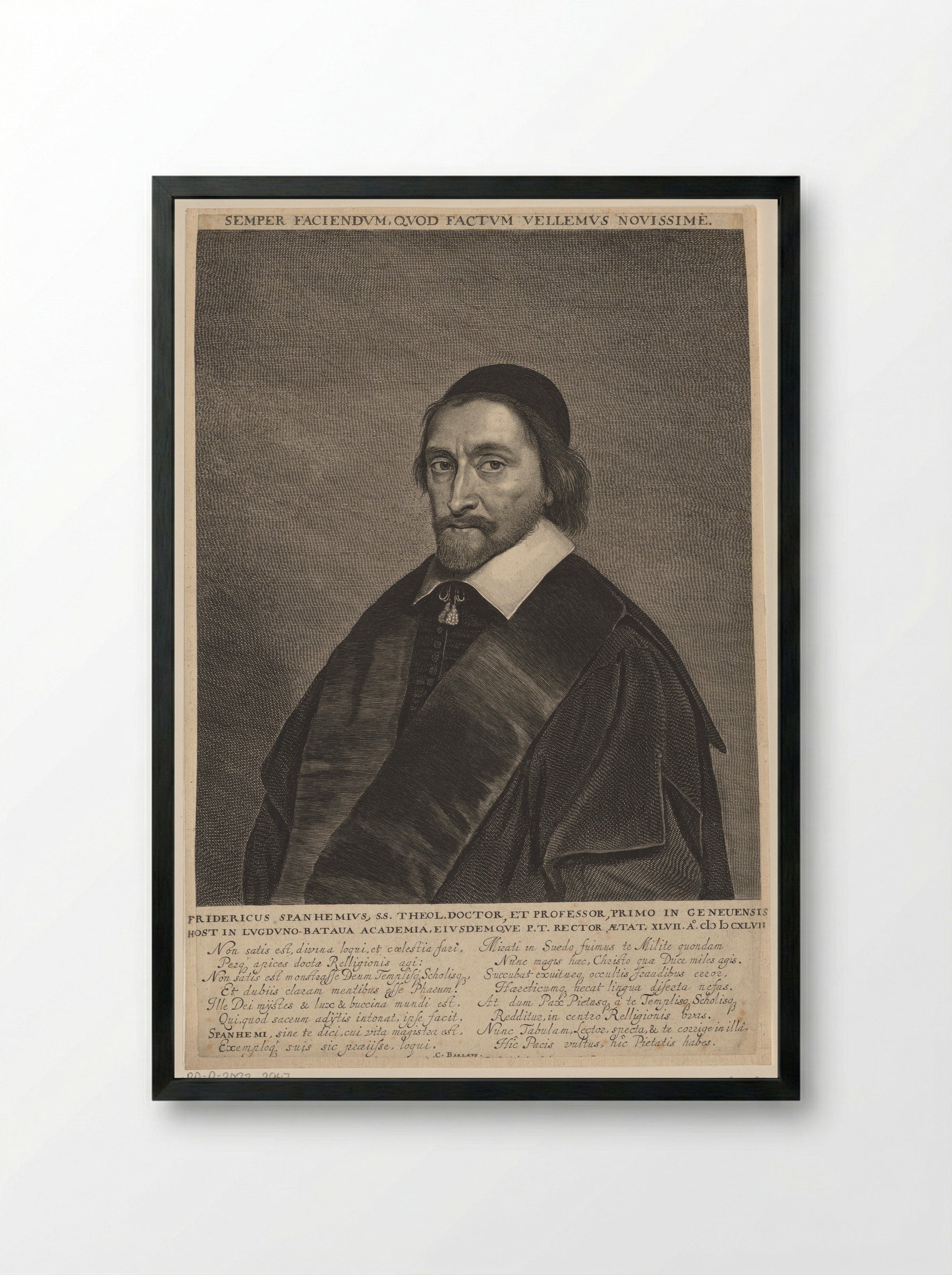 Portrait of Friedrich Spanheim - Jonas Suyderhoef - Framed Print Black