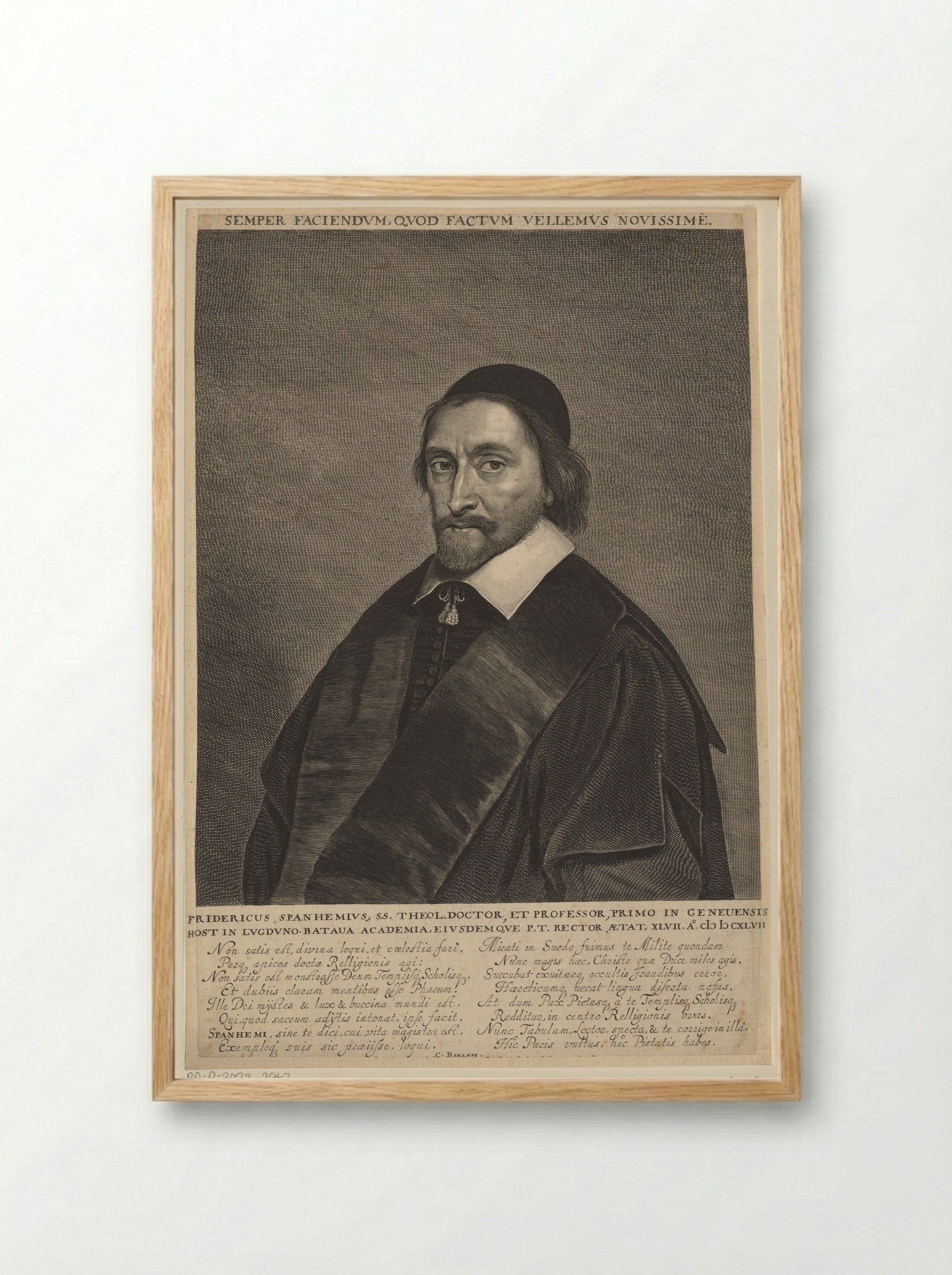 Portrait of Friedrich Spanheim - Jonas Suyderhoef - Framed Print Wood
