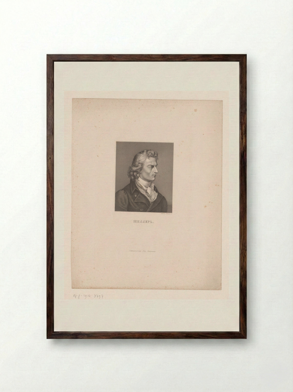 Portrait of Friedrich von Schiller - Adrian Schleich - Framed Print Dark Wood
