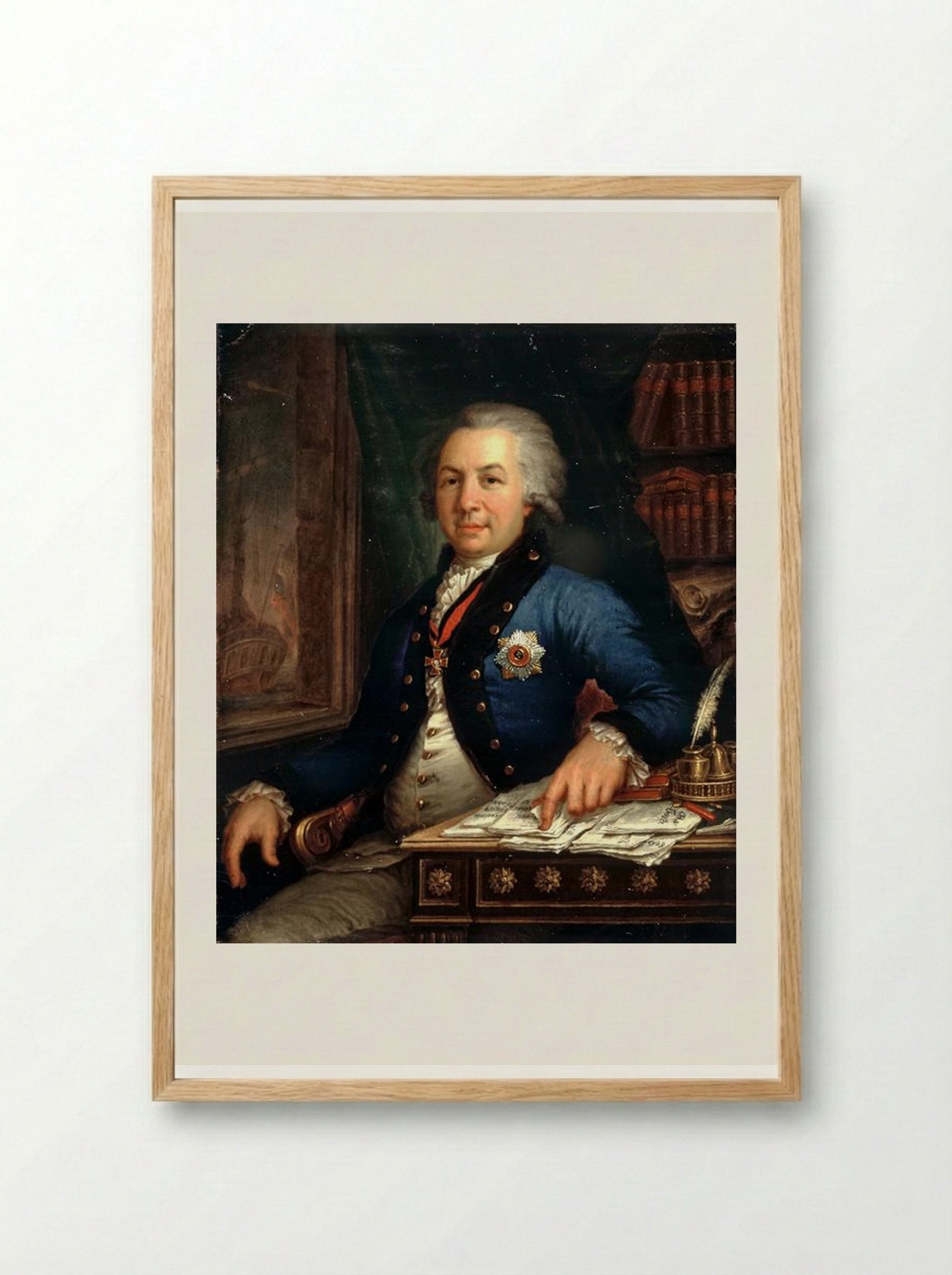 Portrait of Gavril Derzhavin - Vladimir Borovikovsky - Framed Print Wood