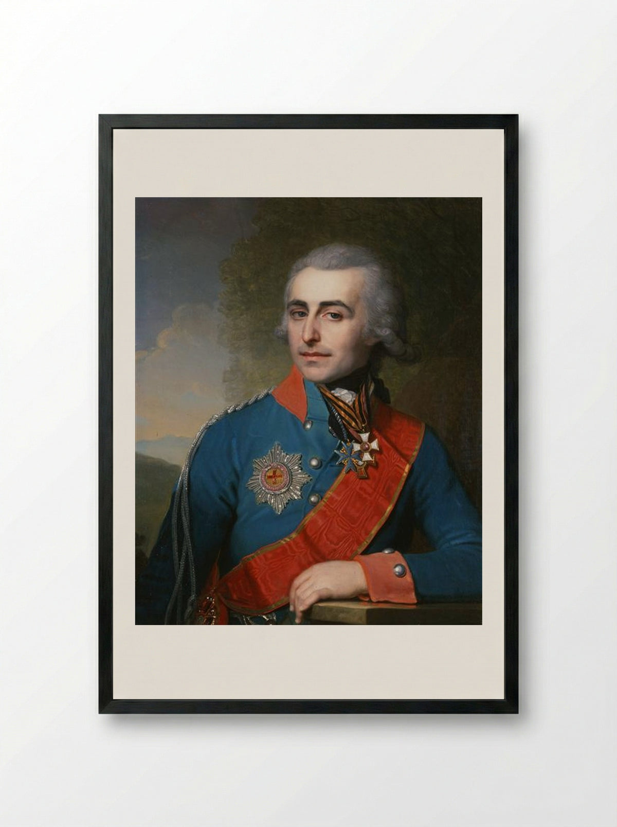 Portrait of General Adjutant Count Pyotr Tolstoy - Vladimir Borovikovsky - Framed Print Black