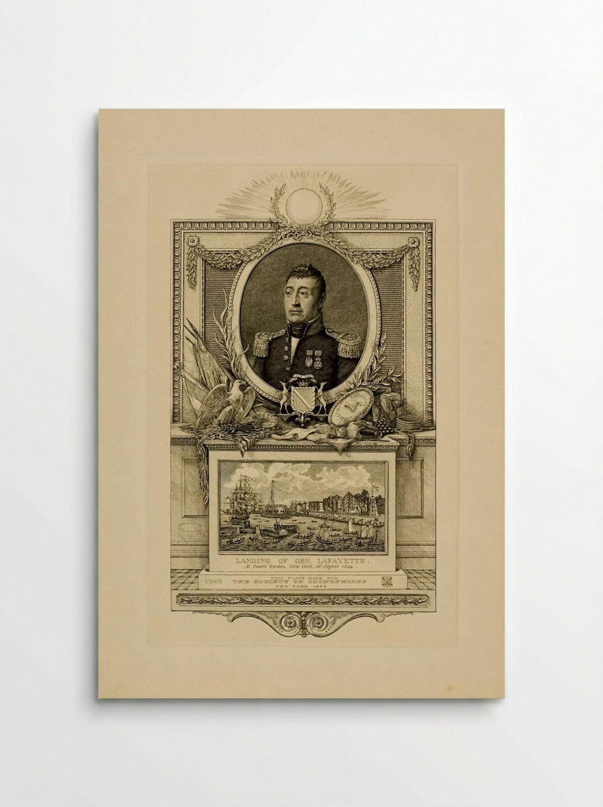 Portrait of General Lafayette and a View of His Landing in New York in 1824 - Francis Scott King - Poster