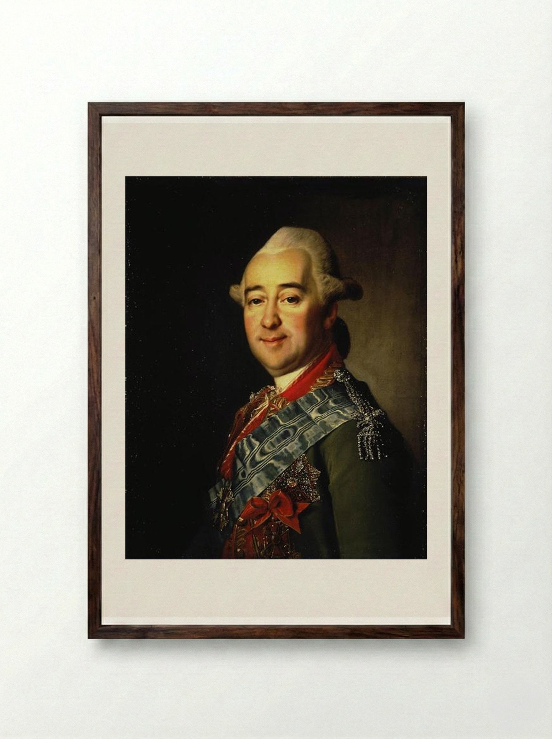 Portrait of General Mikhail Krechetnikov - Dmitry Levitzky - Framed Print Dark Wood