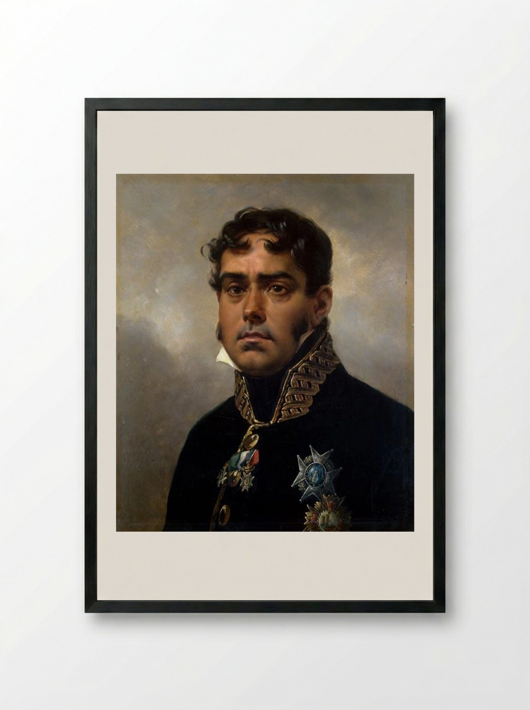 Portrait of General Pablo Morillo - Horace Vernet - Framed Print Black