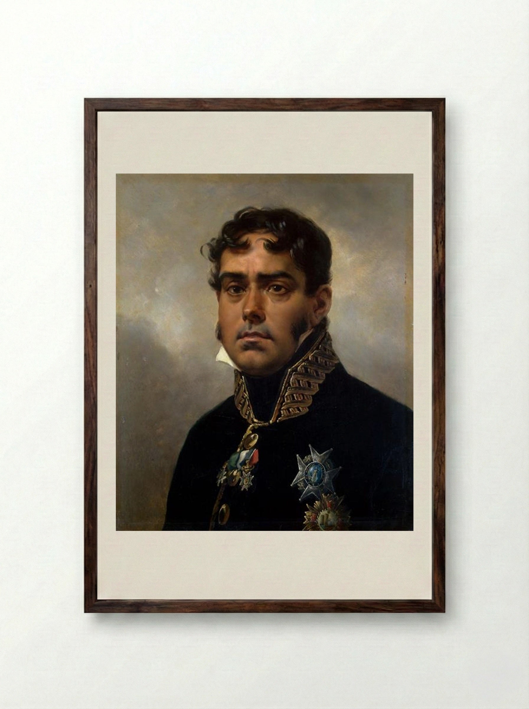 Portrait of General Pablo Morillo - Horace Vernet - Framed Print Dark Wood