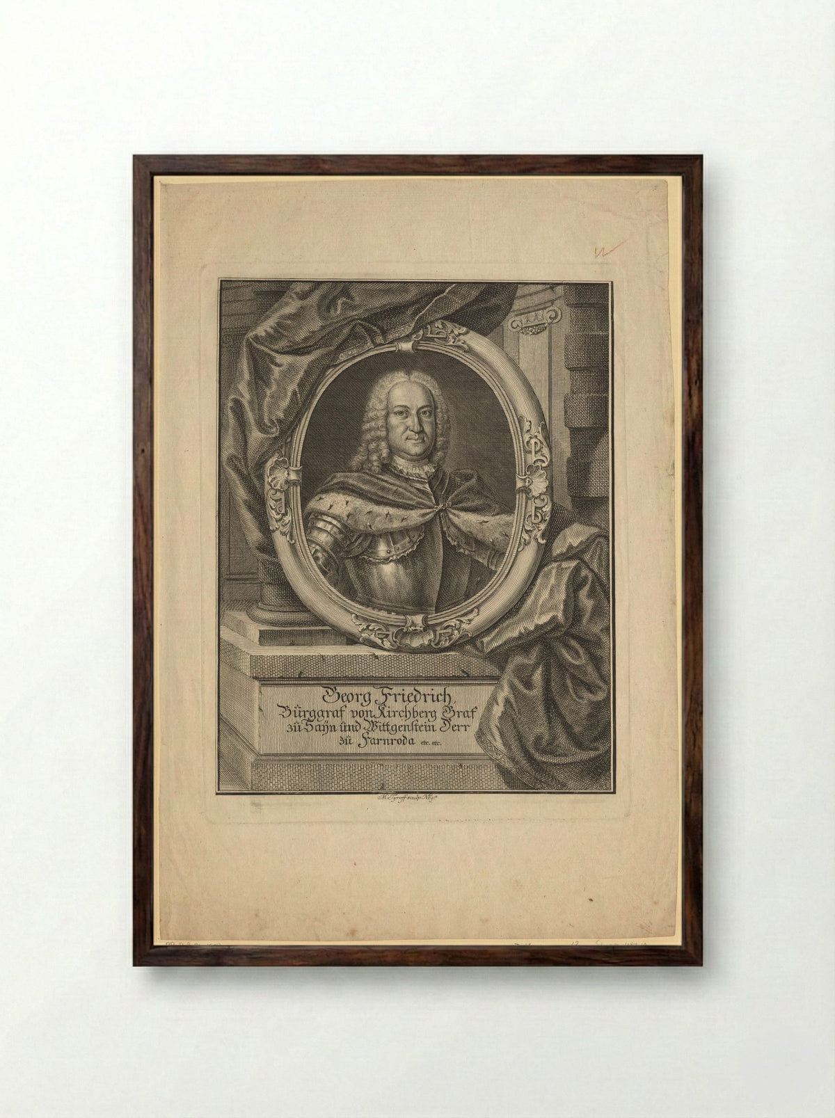 Portrait of Georg Friedrich, Burggraf von Kirchberg - Martin Tyroff - Framed Print Dark Wood