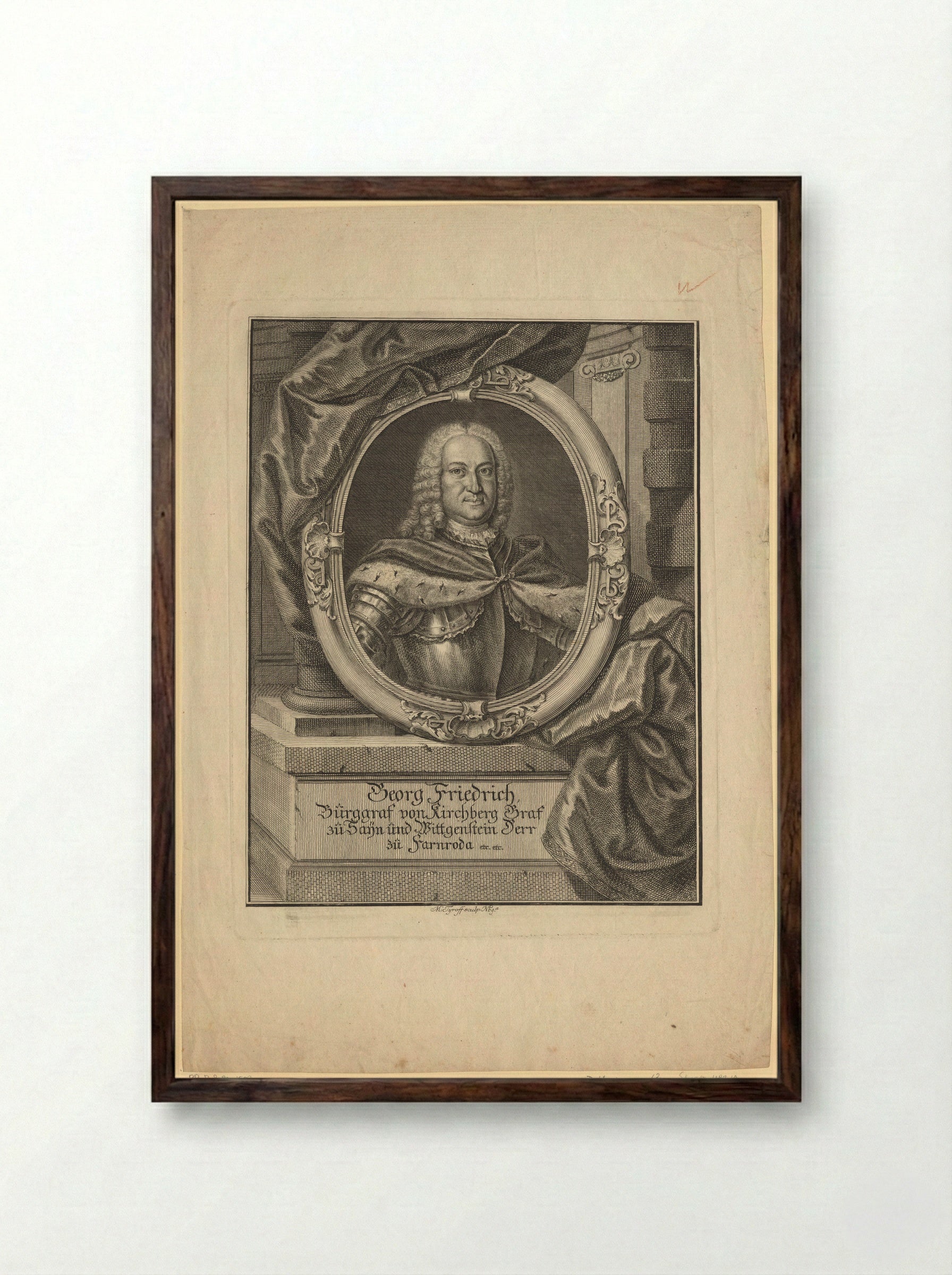 Portrait of Georg Friedrich, Burggraf von Kirchberg - Martin Tyroff - Framed Print Dark Wood