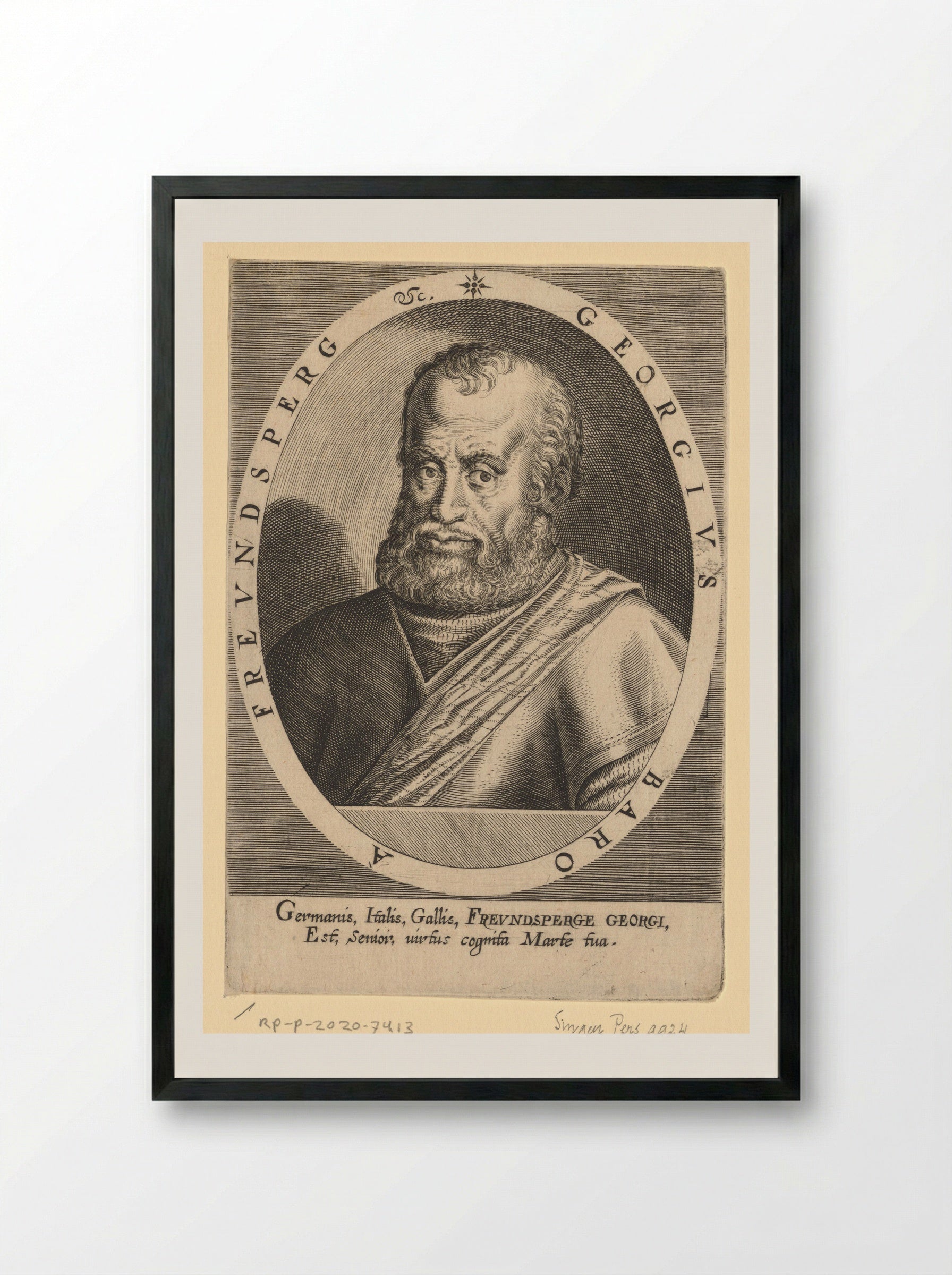 Portrait of Georg von Frundsberg - Dominicus Custos - Framed Print Black