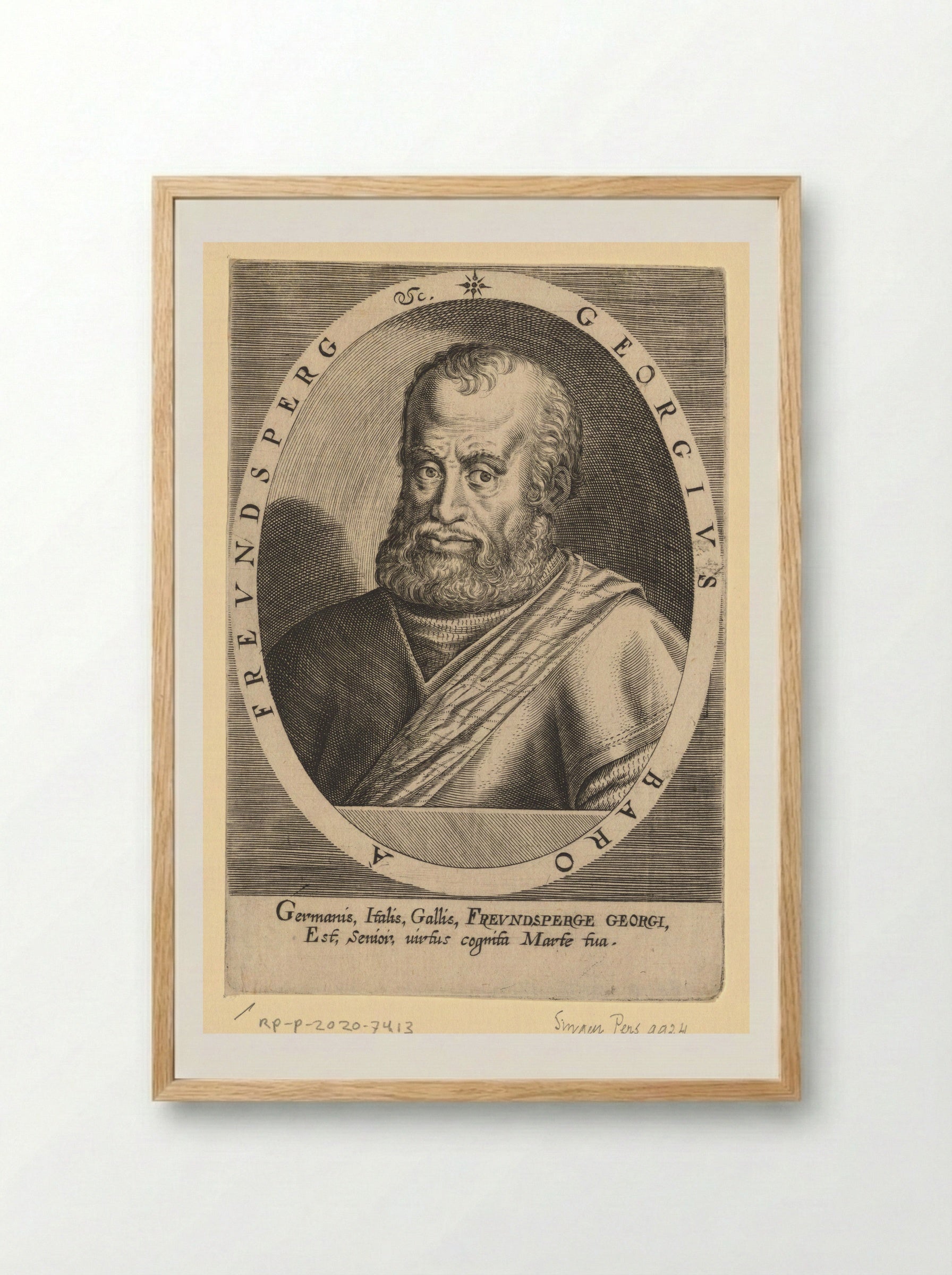 Portrait of Georg von Frundsberg - Dominicus Custos - Framed Print Wood