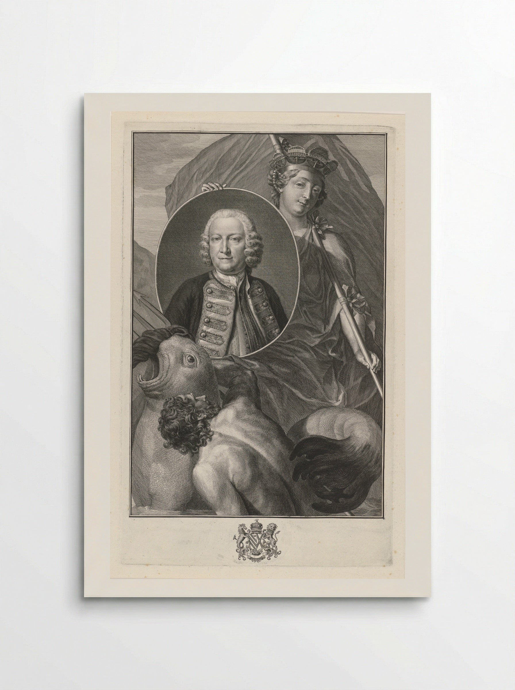 Portrait of George Anson with Allegorical Figure - Jacob Houbraken - Poster