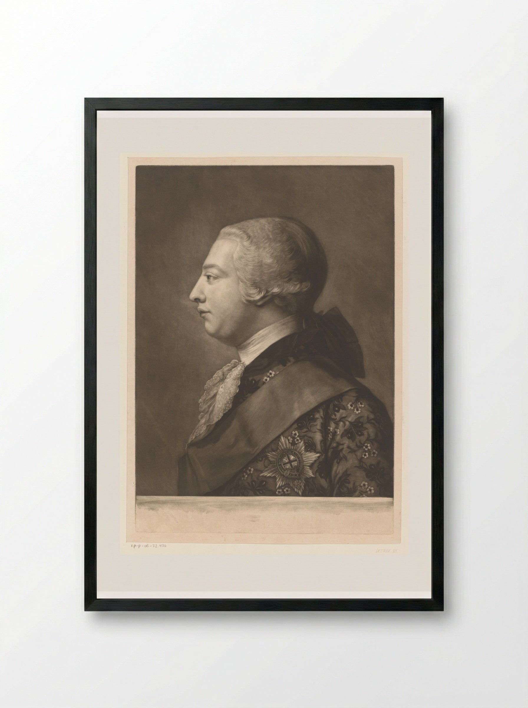 Portrait of George III - James McArdell - Framed Print Black