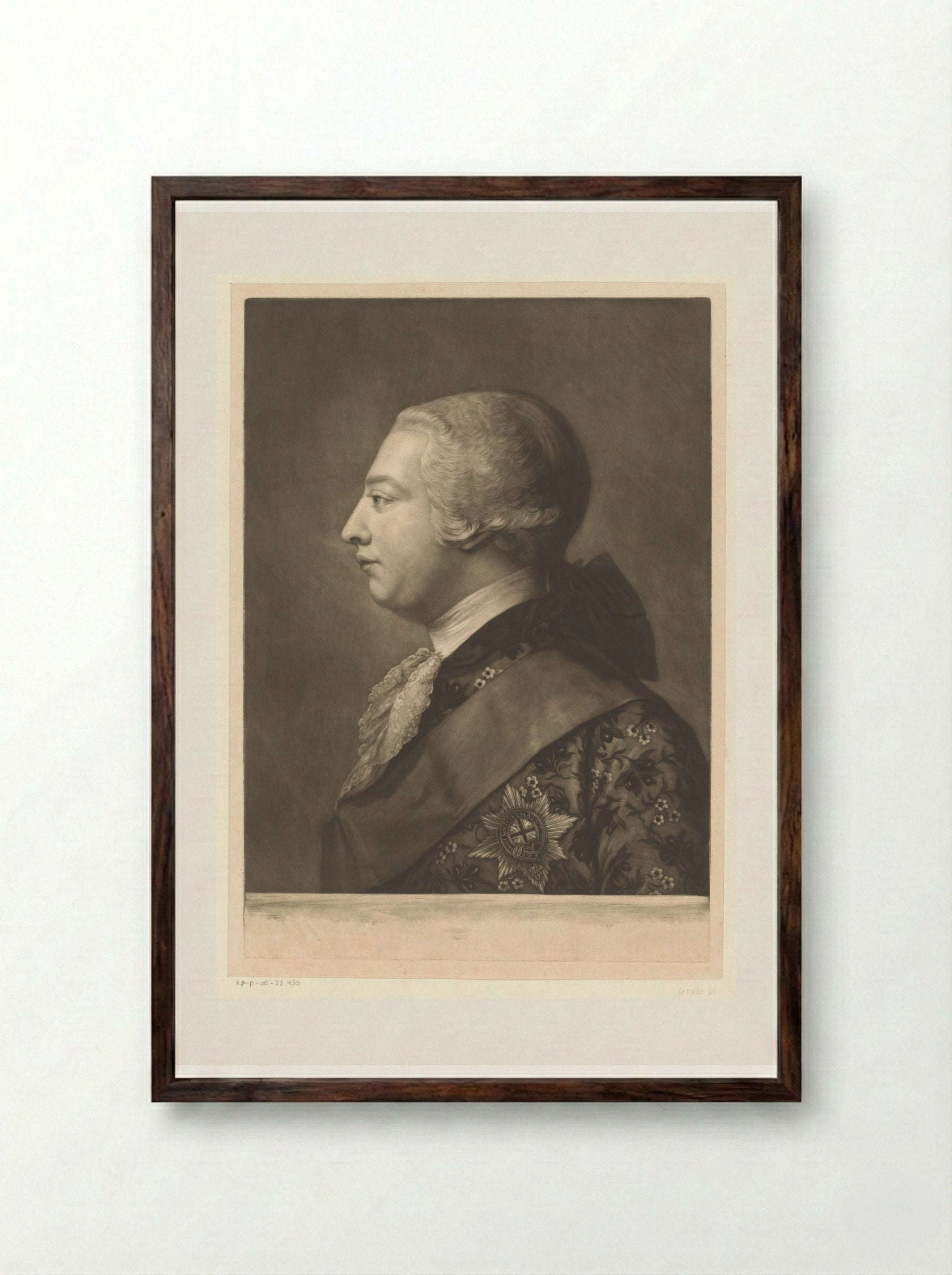 Portrait of George III - James McArdell - Framed Print Dark Wood