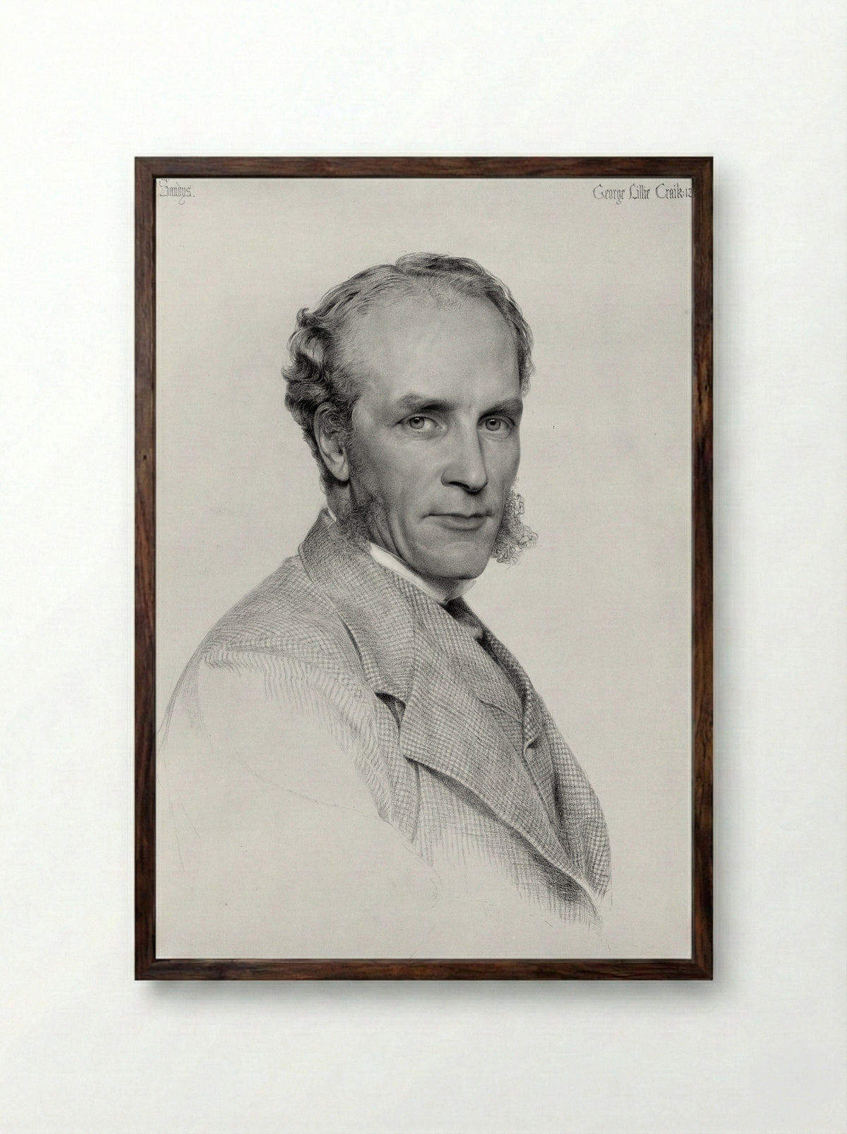 Portrait of George Lillie Craik - Frederick Sandys - Framed Print Dark Wood