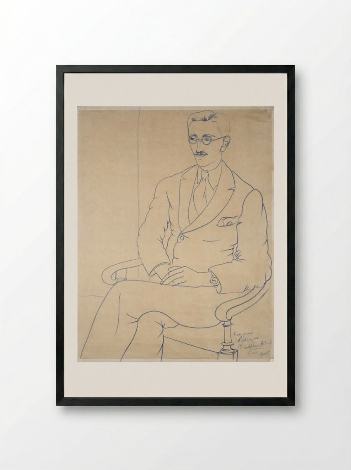 Portrait of Gerald Reitlinger - Christopher Wood - Framed Print Black