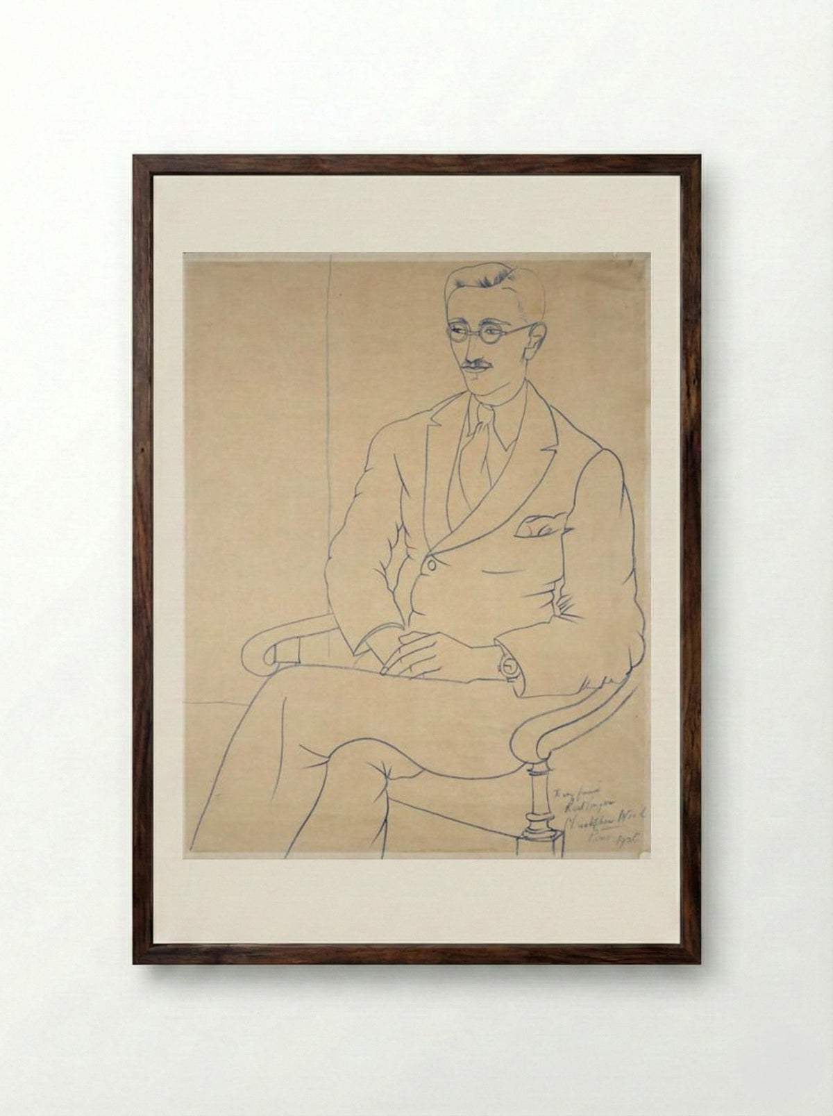 Portrait of Gerald Reitlinger - Christopher Wood - Framed Print Dark Wood