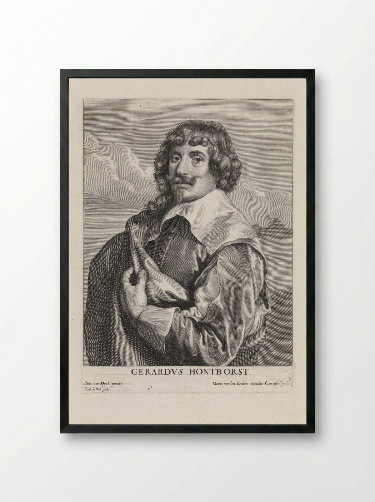 Portrait of Gerard van Honthorst - Paulus Pontius - Framed Print Black