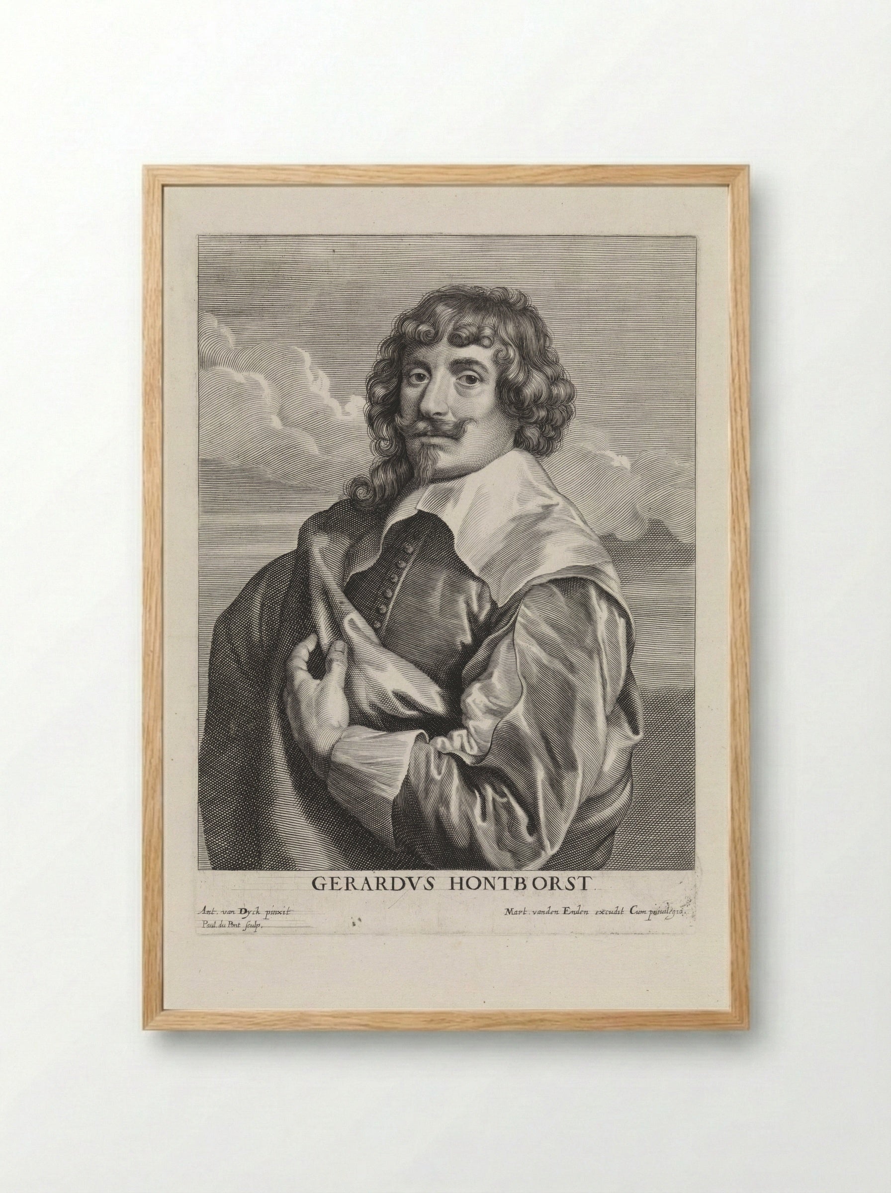 Portrait of Gerard van Honthorst - Paulus Pontius - Framed Print Wood