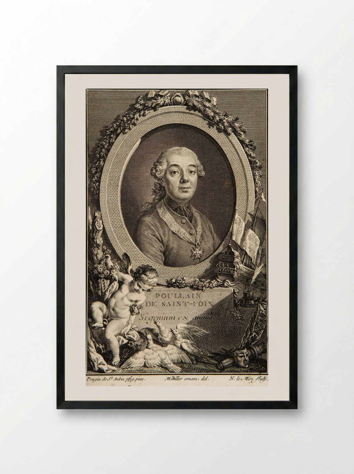Portrait of Germain-François Poullain de Saint-Foix - Noël Le Mire - Framed Print Black