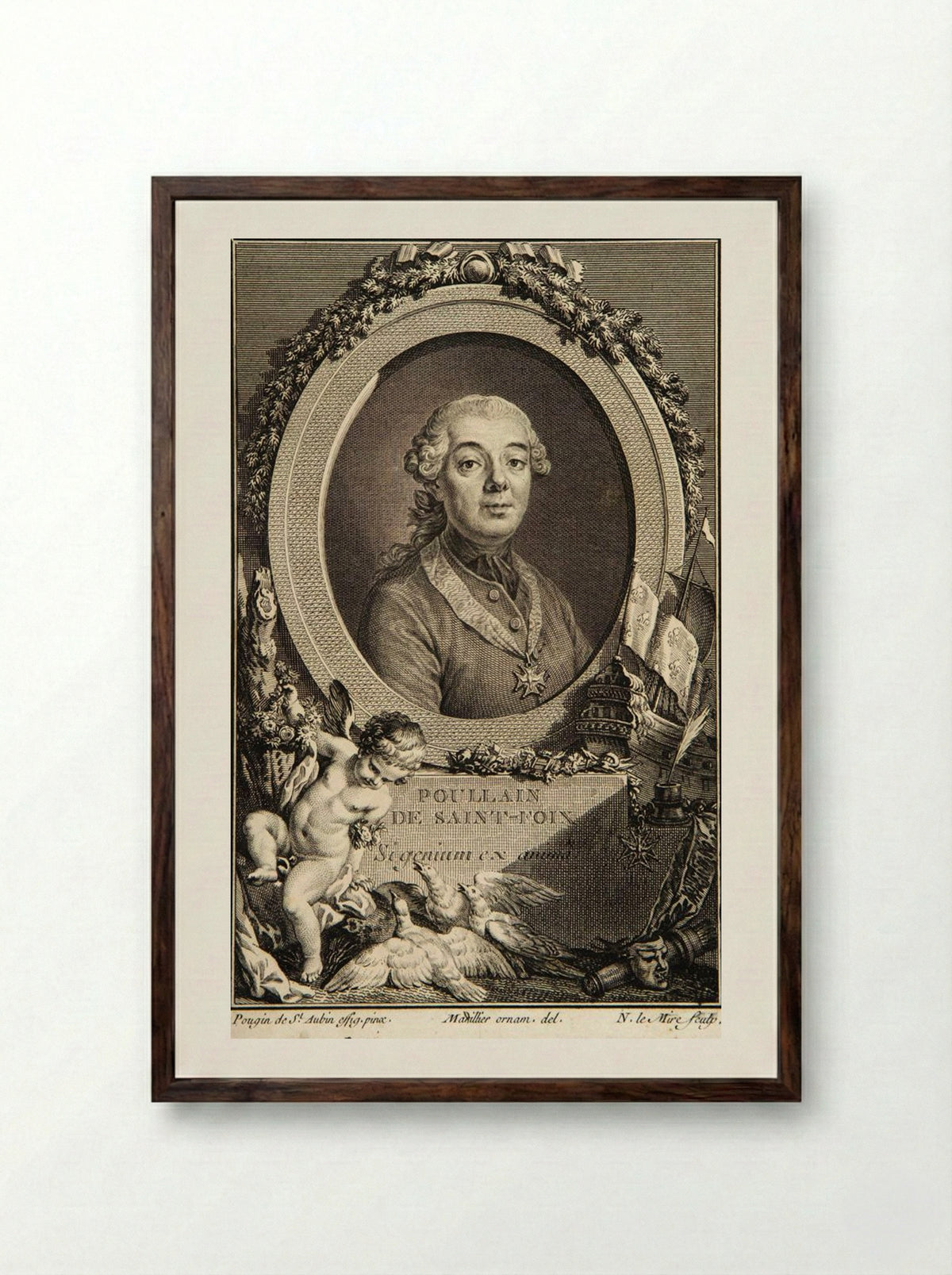 Portrait of Germain-François Poullain de Saint-Foix - Noël Le Mire - Framed Print Dark Wood