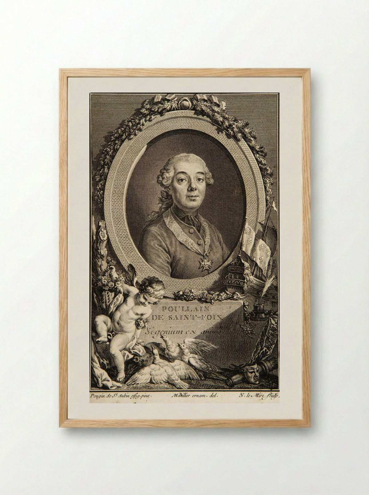 Portrait of Germain-François Poullain de Saint-Foix - Noël Le Mire - Framed Print Wood