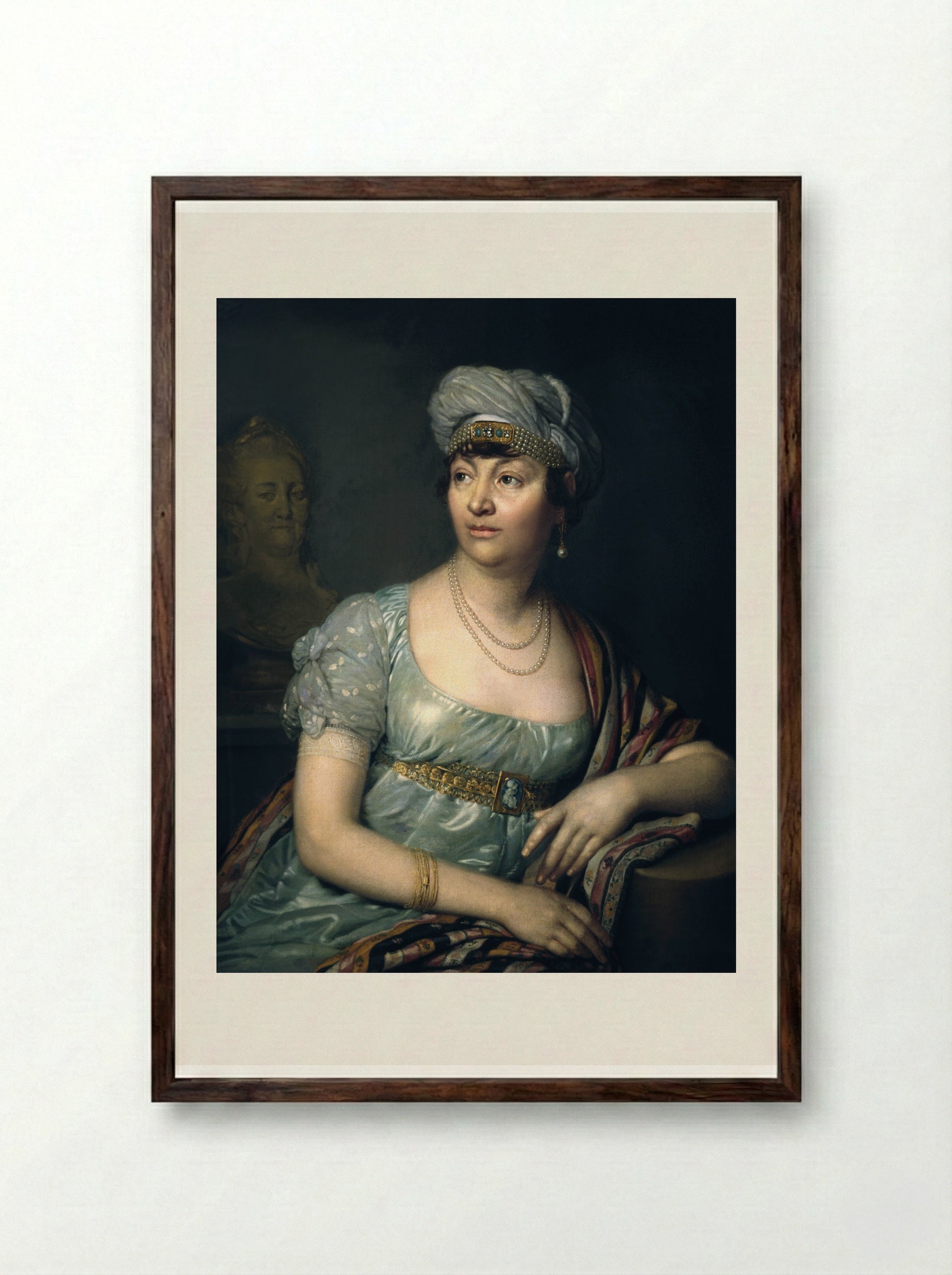Portrait of Germaine de Stael - Vladimir Borovikovsky - Framed Print Dark Wood