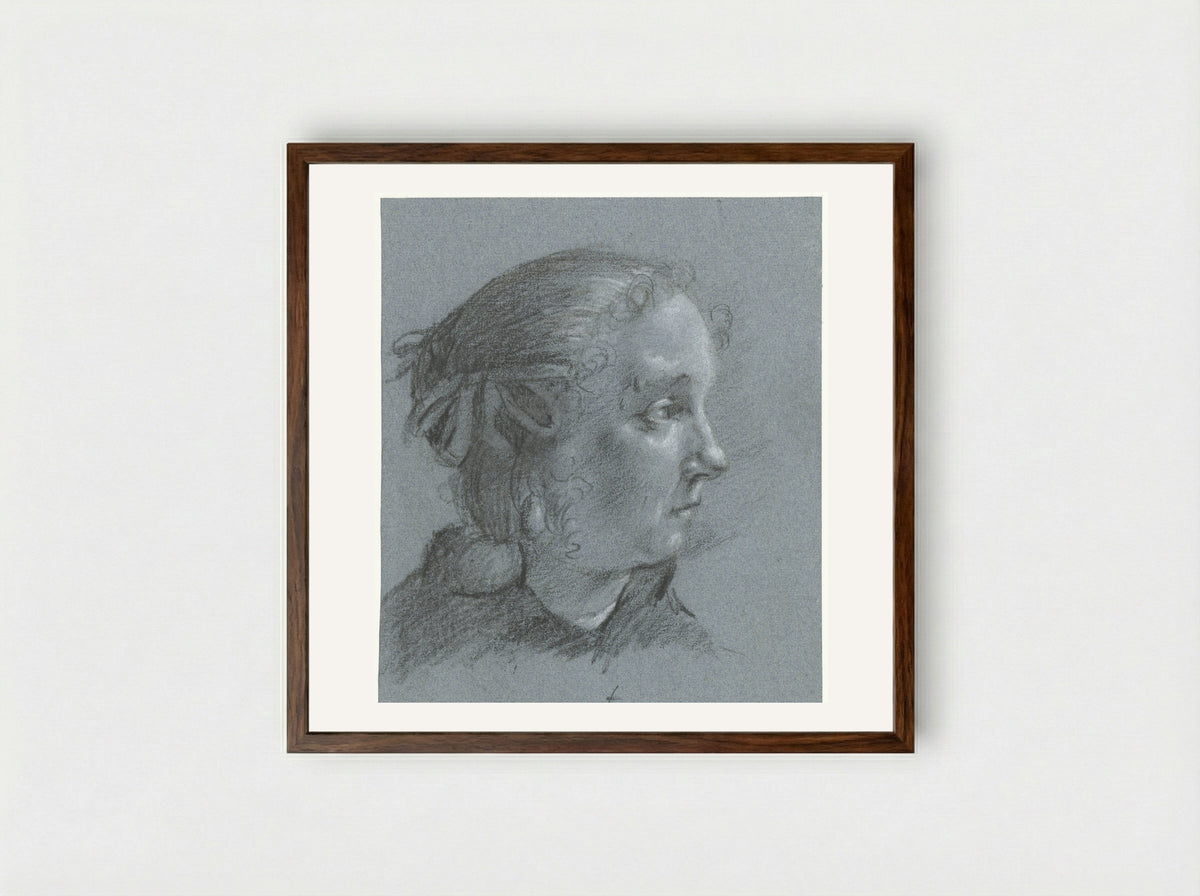 Portrait of Gesina ter Borch - Moses ter Borch - Framed Print Dark Wood