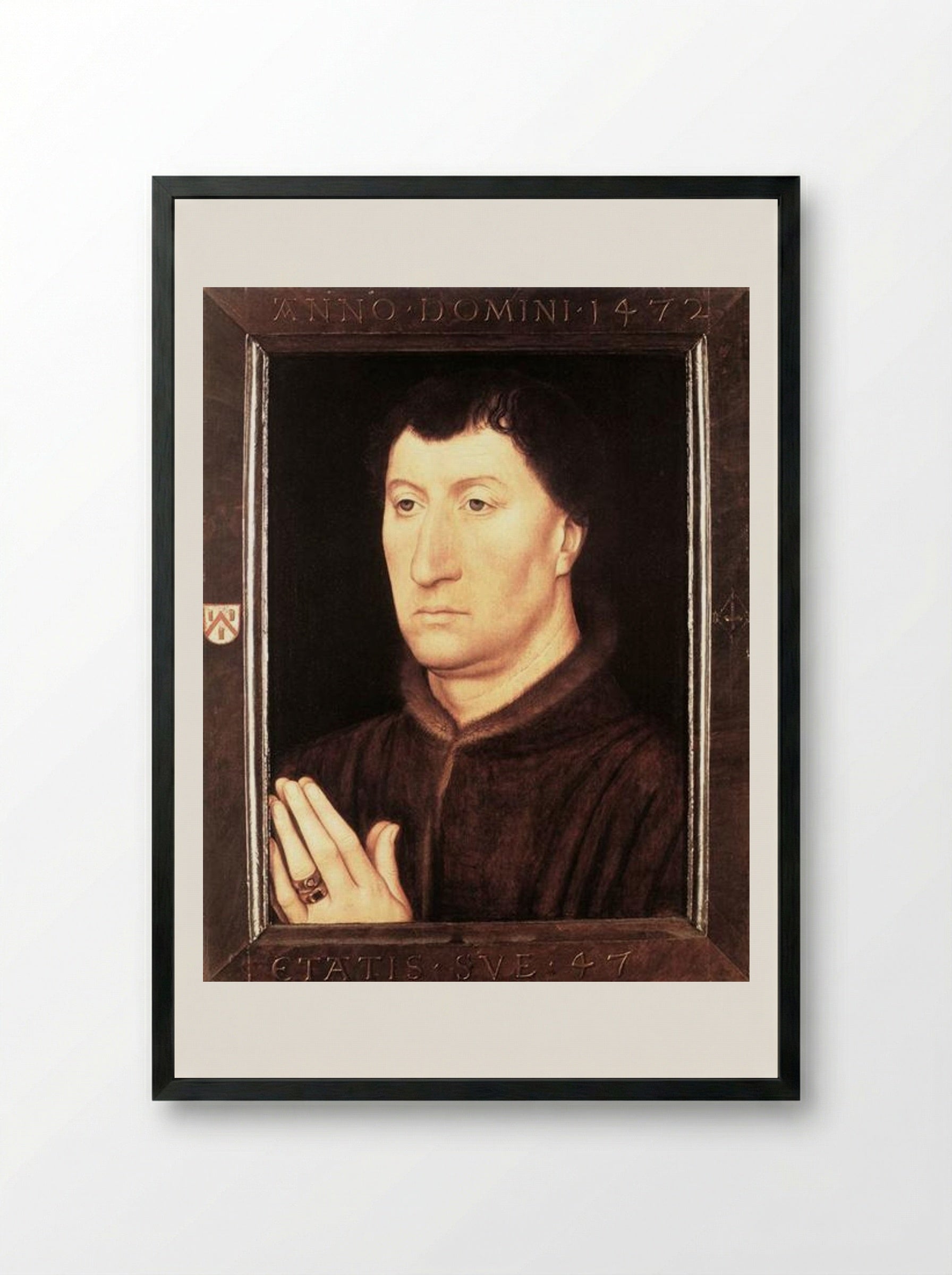 Portrait of Gilles Joye - Hans Memling - Framed Print Black