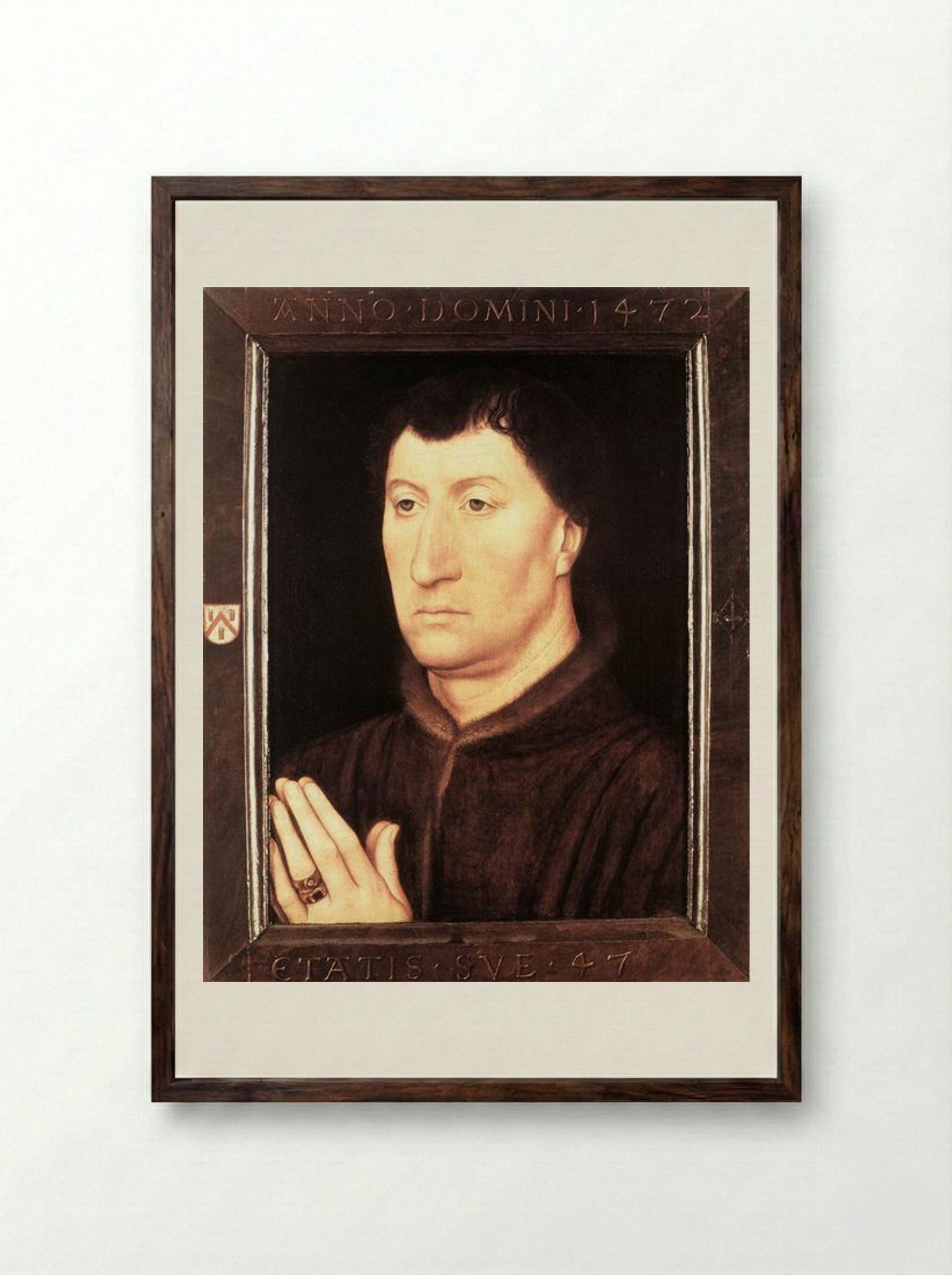 Portrait of Gilles Joye - Hans Memling - Framed Print Dark Wood