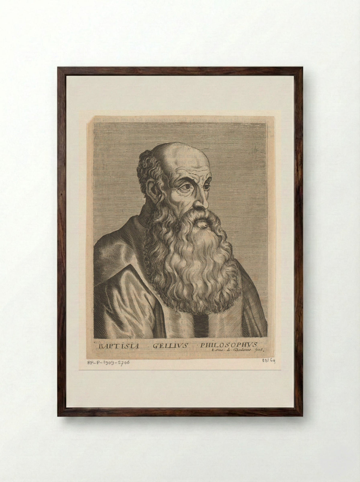 Portrait of Giovan Battista Gelli - Esme de Boulonois - Framed Print Dark Wood
