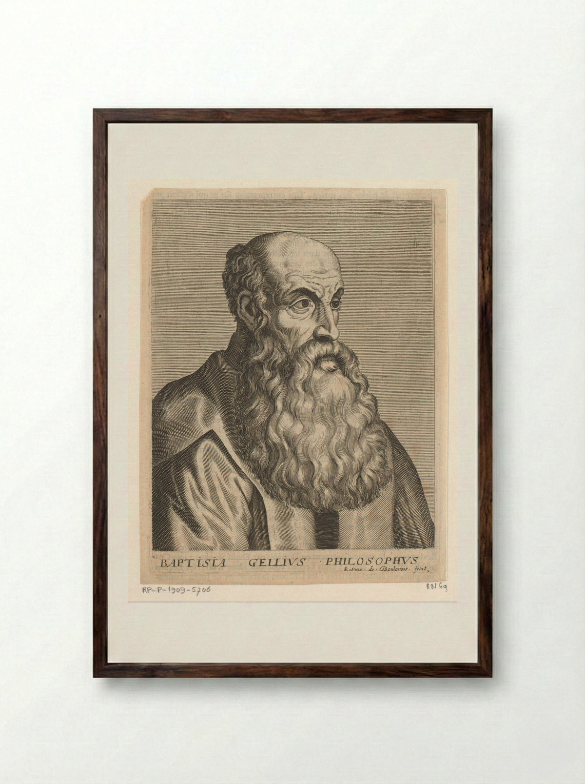 Portrait of Giovan Battista Gelli - Esme de Boulonois - Framed Print Dark Wood