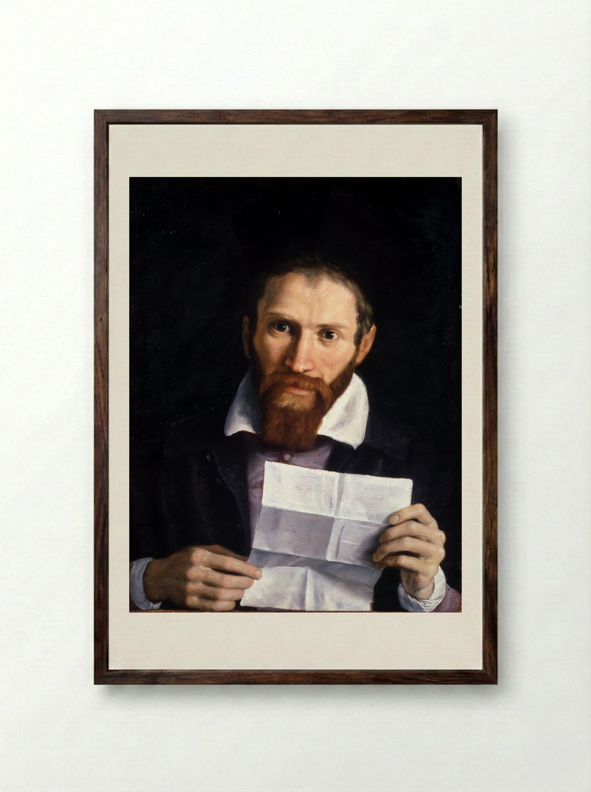 Portrait of Giovanni Battista Agucchi - Domenichino - Framed Print Dark Wood