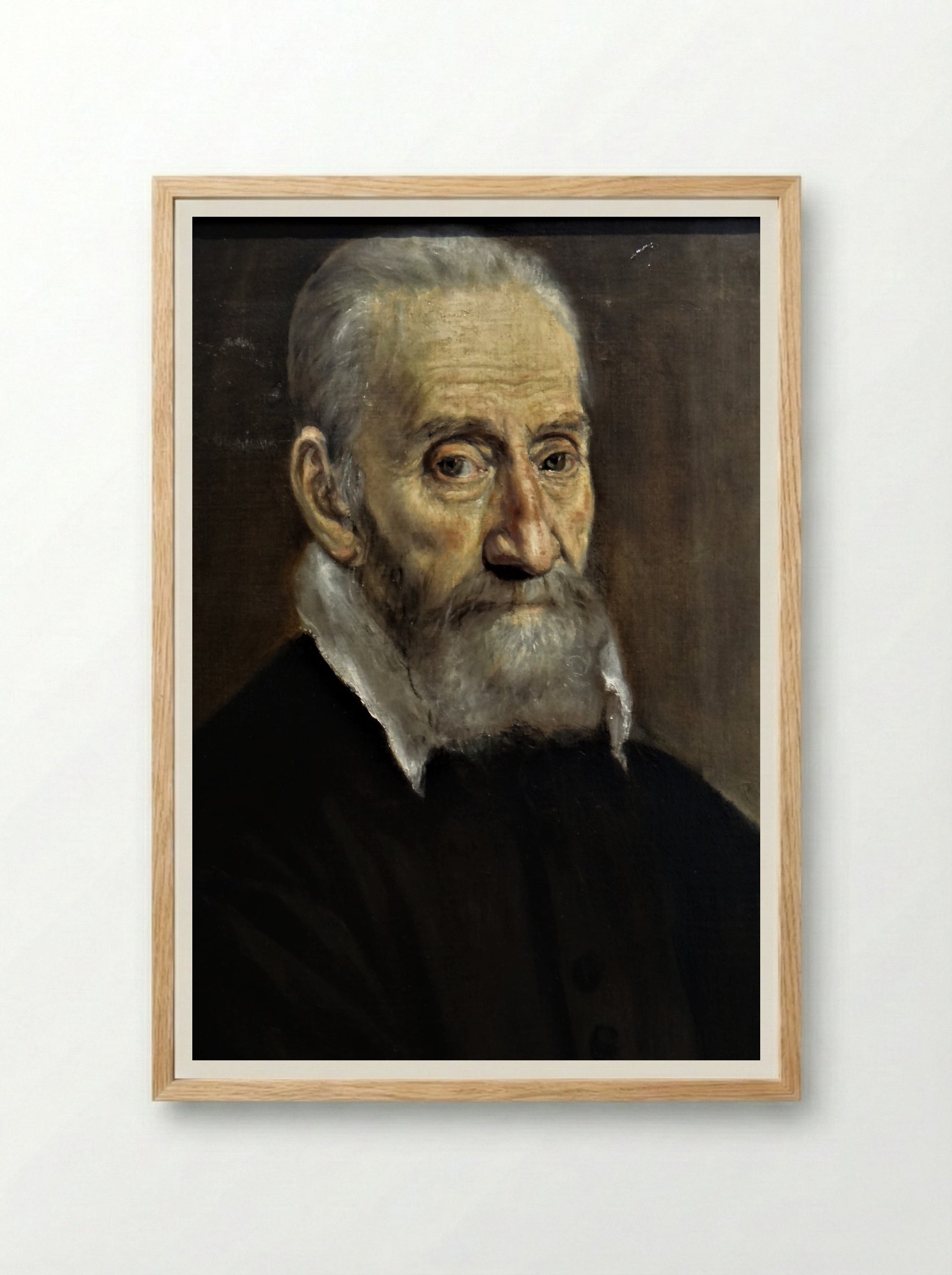 Portrait of Giulio Clovio - El Greco - Framed Print Wood