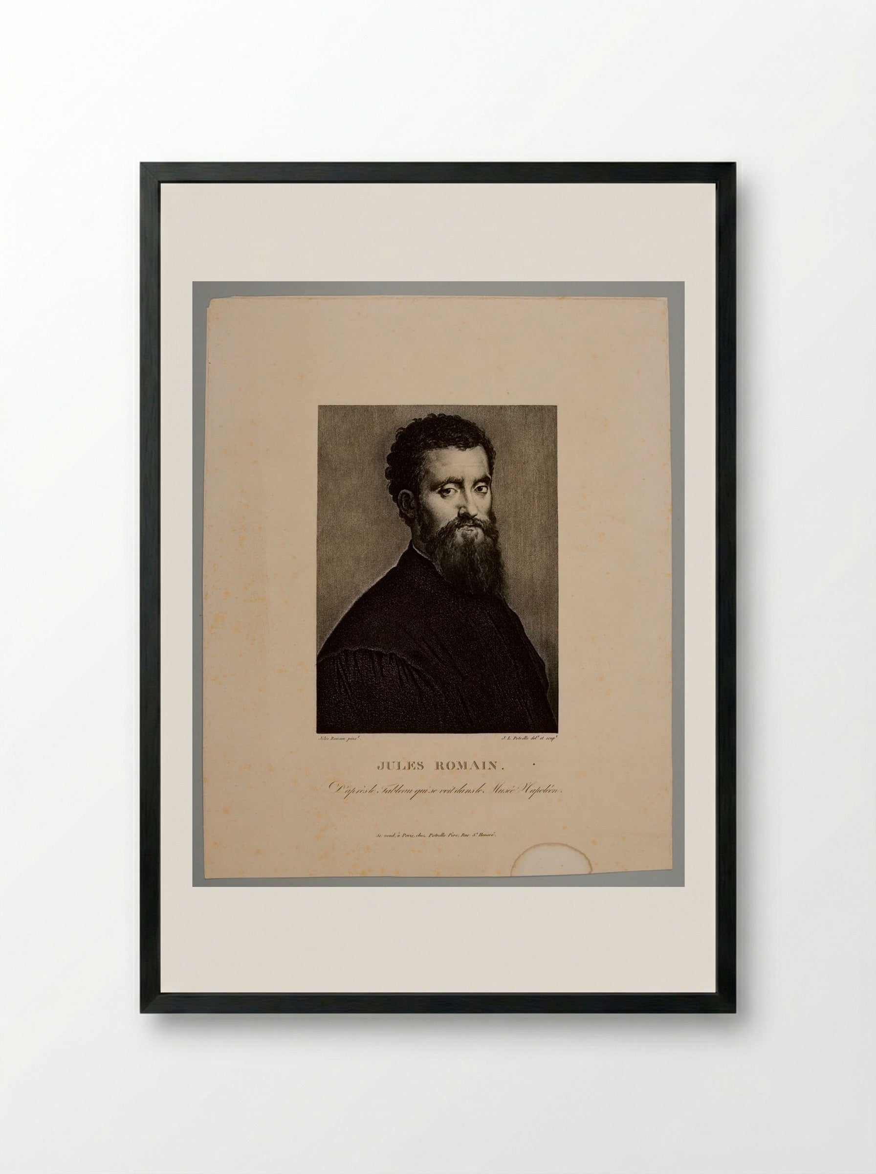 Portrait of Giulio Romano - Jean Louis Potrelle - Framed Print Black