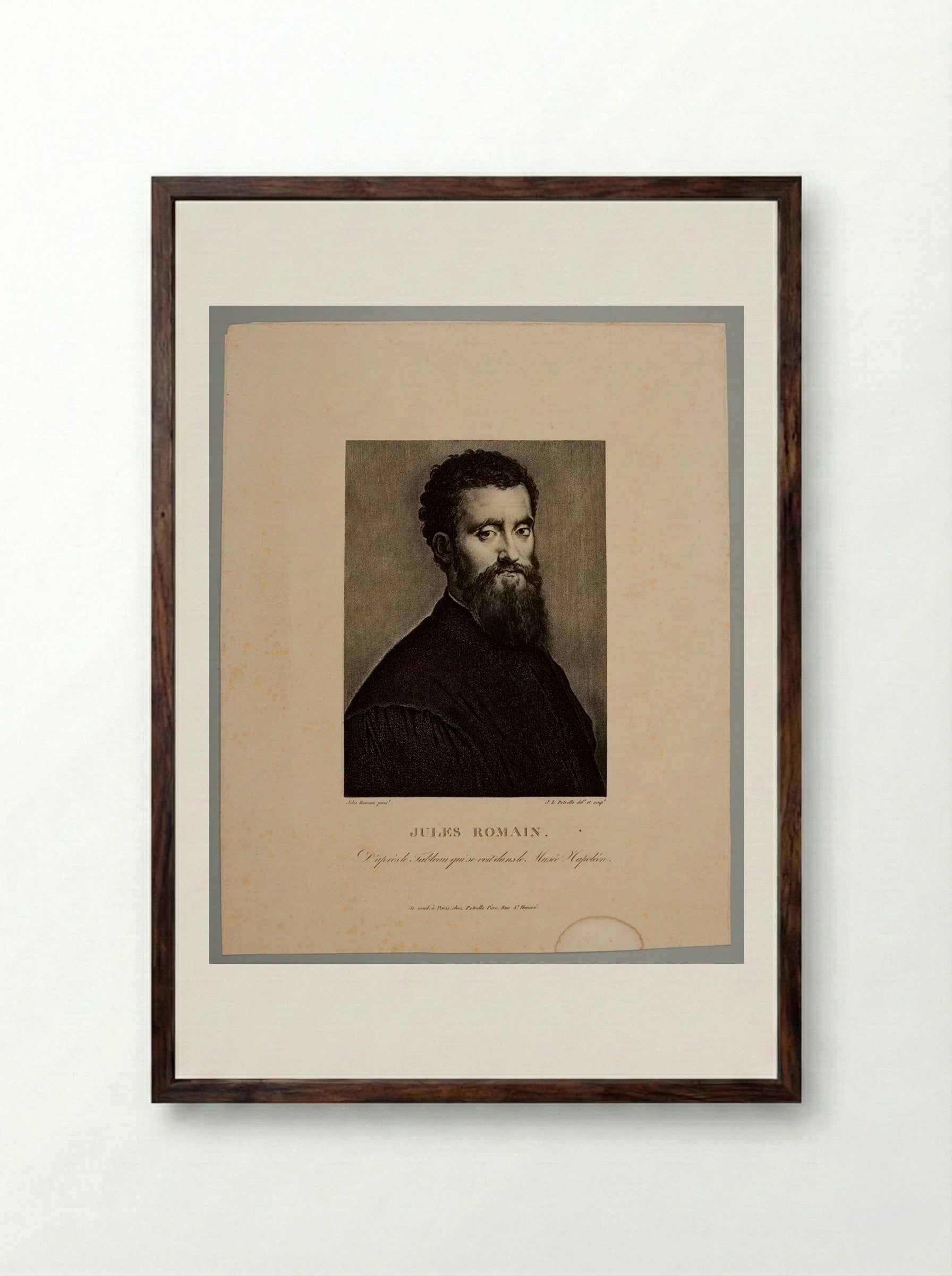 Portrait of Giulio Romano - Jean Louis Potrelle - Framed Print Dark Wood