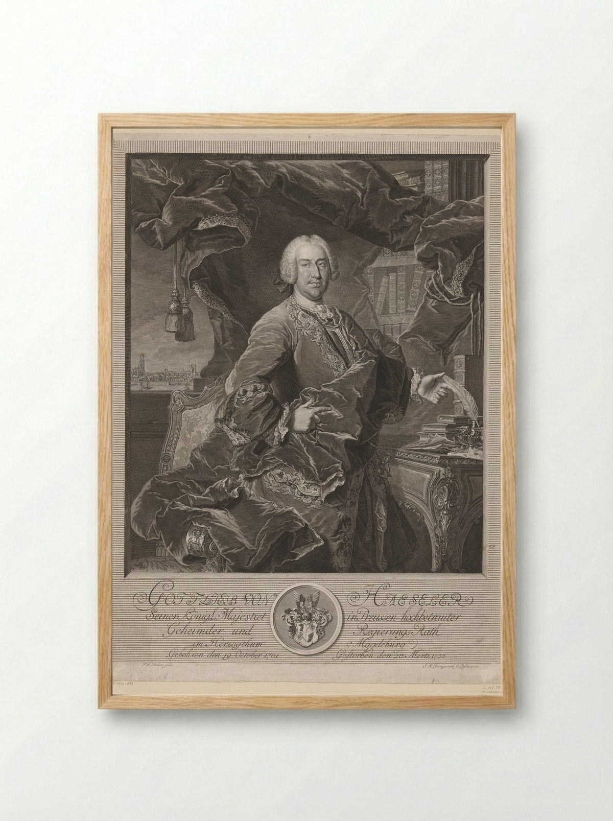 Portrait of Gottlieb von Haeseler - Johann Martin Bernigeroth - Framed Print Wood