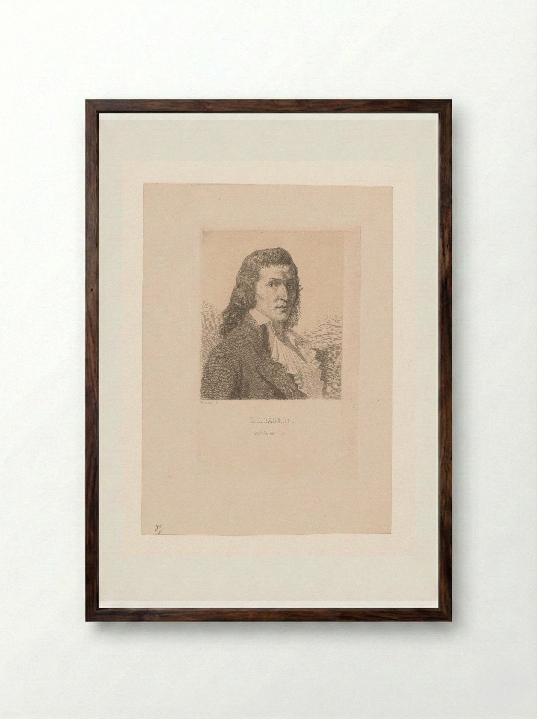 Portrait of Gracchus Babeuf - Léopold Flameng - Framed Print Dark Wood