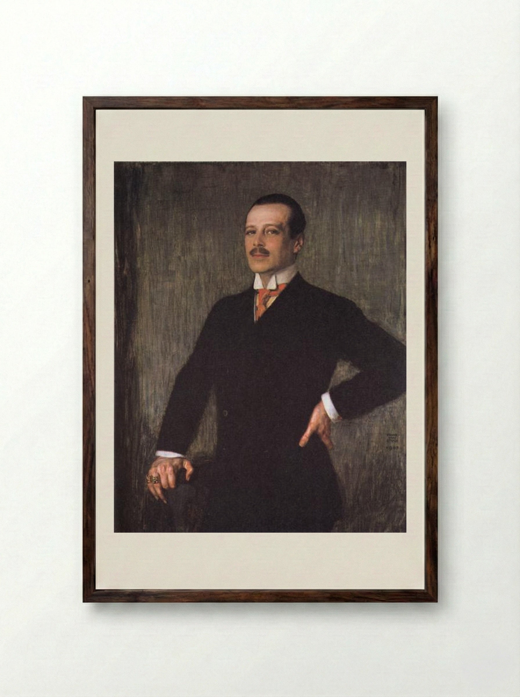 Portrait of Grand Duke Ernst Ludwig - Franz von Stuck - Framed Print Dark Wood