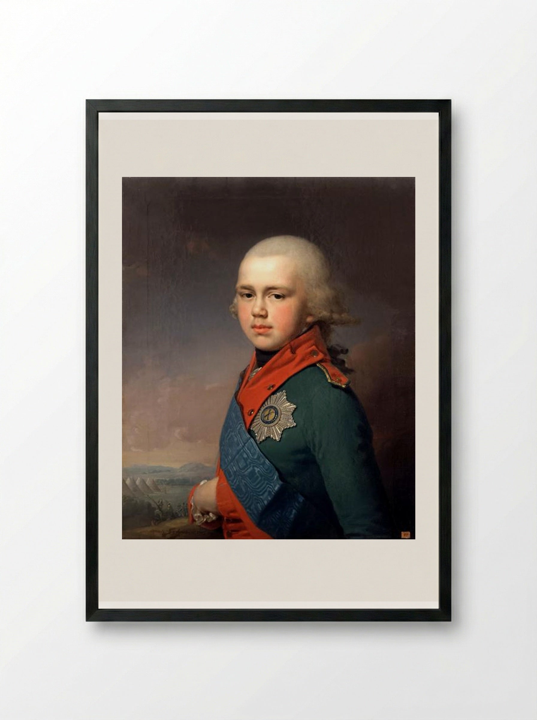 Portrait of Grand Duke Konstantin Pavlovich - Vladimir Borovikovsky - Framed Print Black