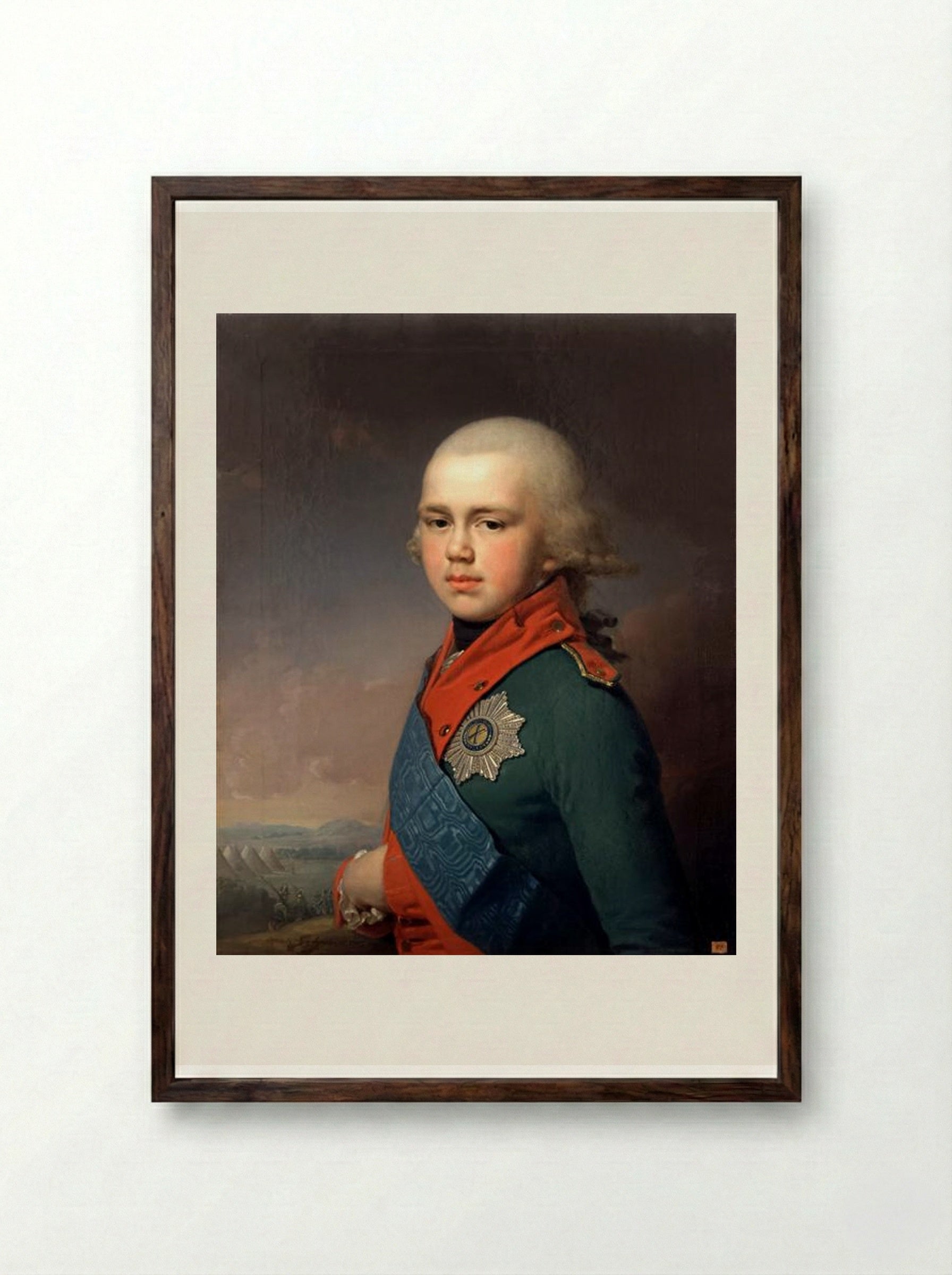 Portrait of Grand Duke Konstantin Pavlovich - Vladimir Borovikovsky - Framed Print Dark Wood