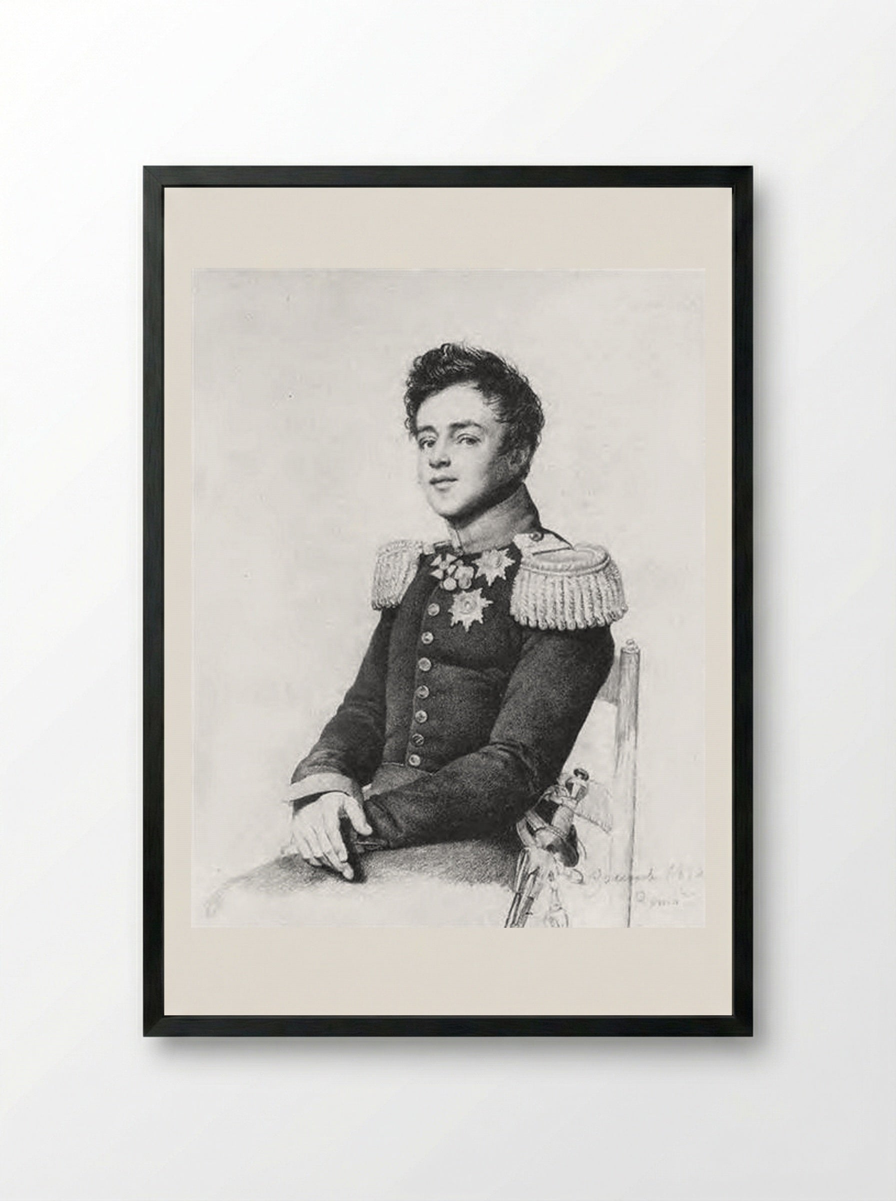 Portrait of Grand Duke Michael Pavlovich of Russia - Orest Kiprensky - Framed Print Black