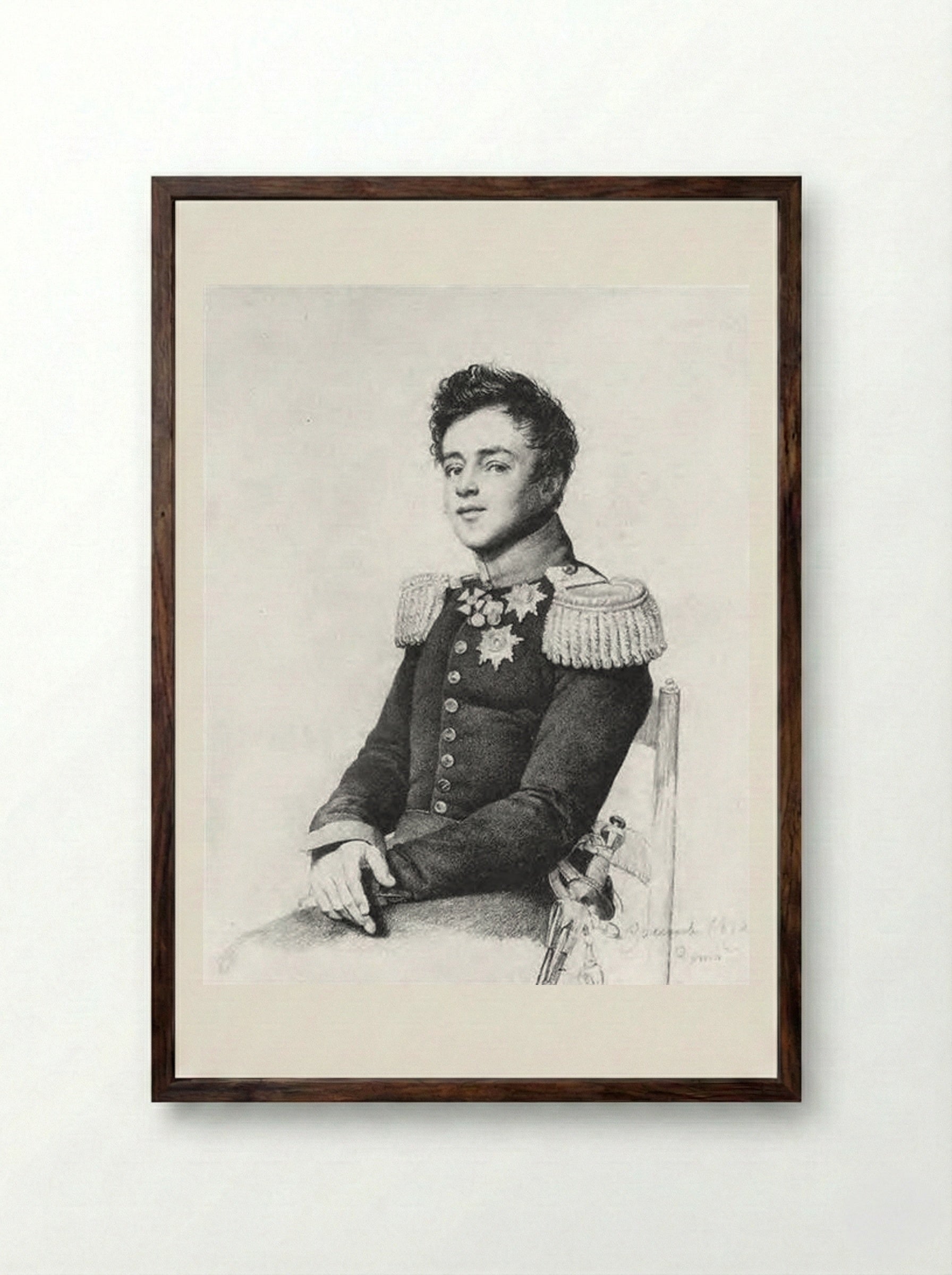 Portrait of Grand Duke Michael Pavlovich of Russia - Orest Kiprensky - Framed Print Dark Wood