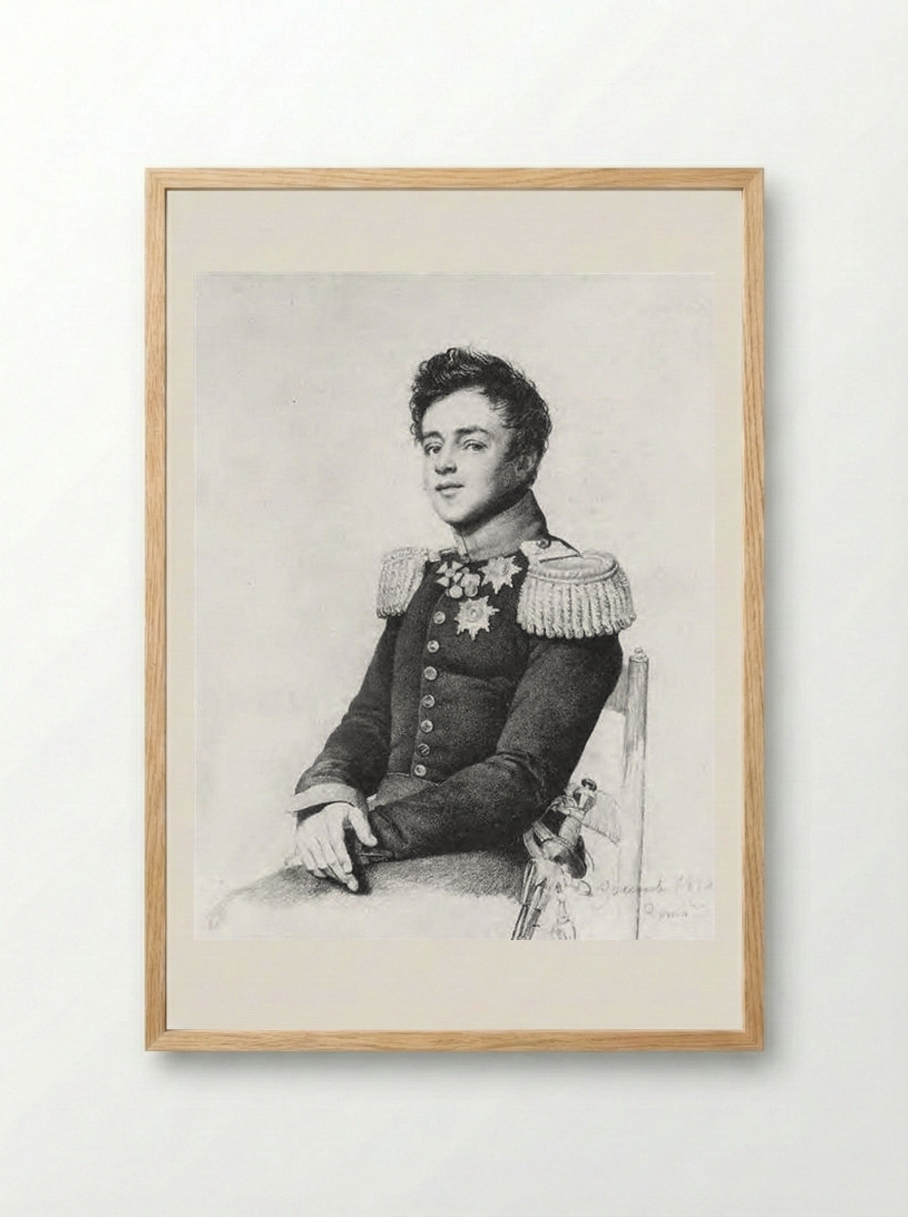 Portrait of Grand Duke Michael Pavlovich of Russia - Orest Kiprensky - Framed Print Wood