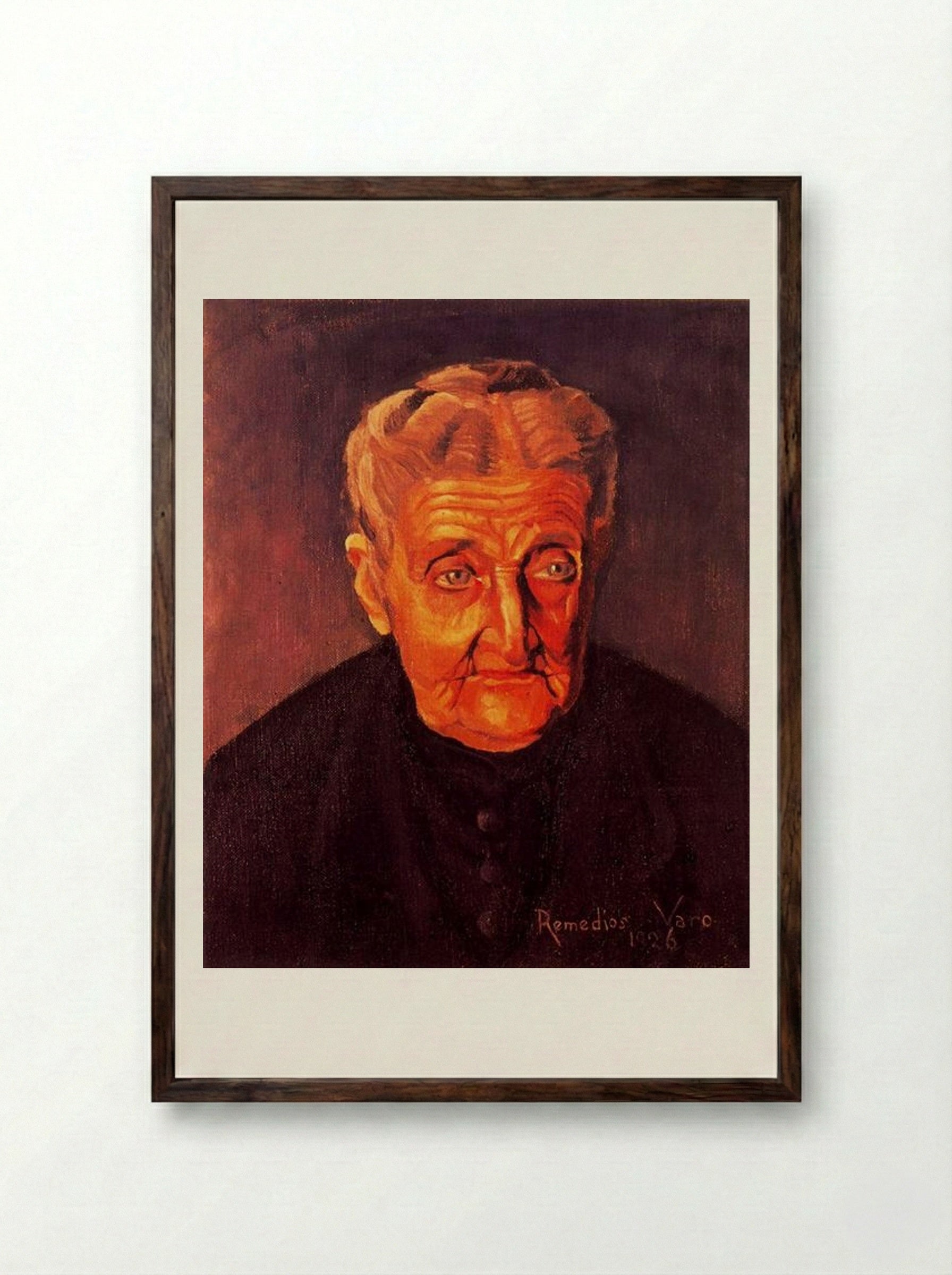 Portrait of Grandmother Doña Josefa Zejalvo - Remedios Varo - Framed Print Dark Wood