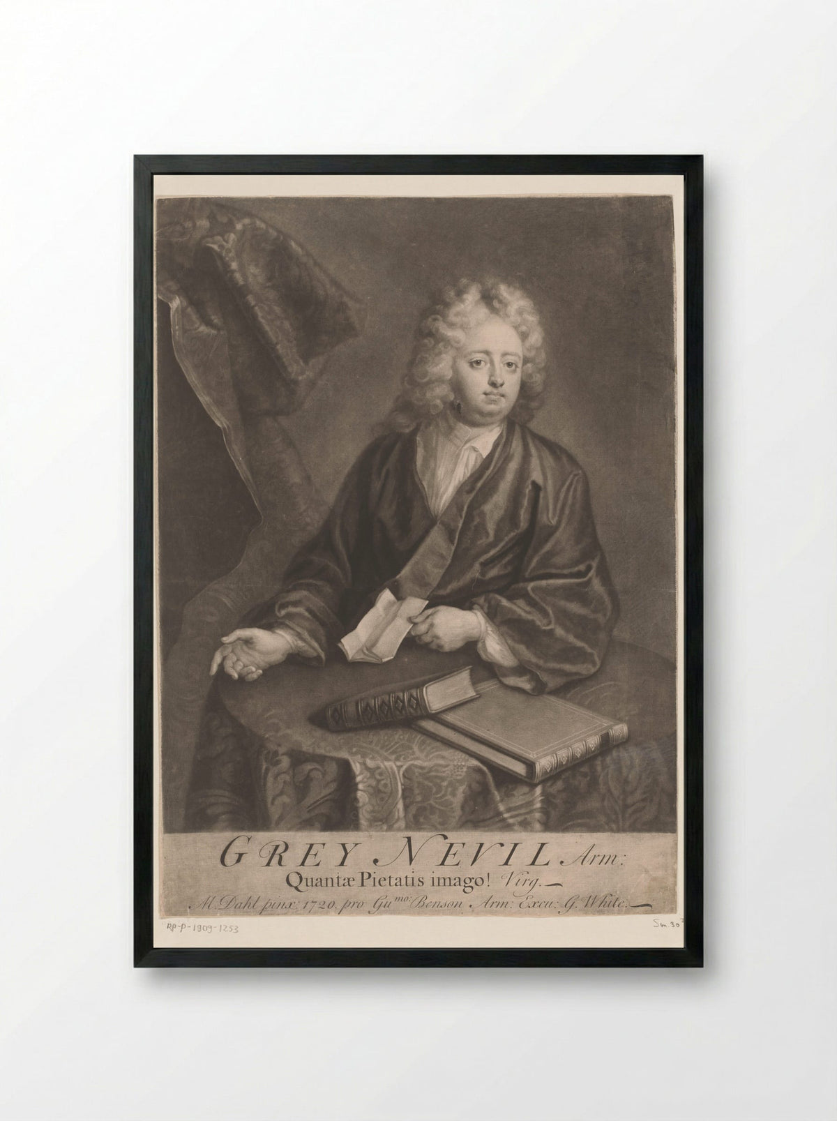 Portrait of Grey Nevil - George White - Framed Print Black