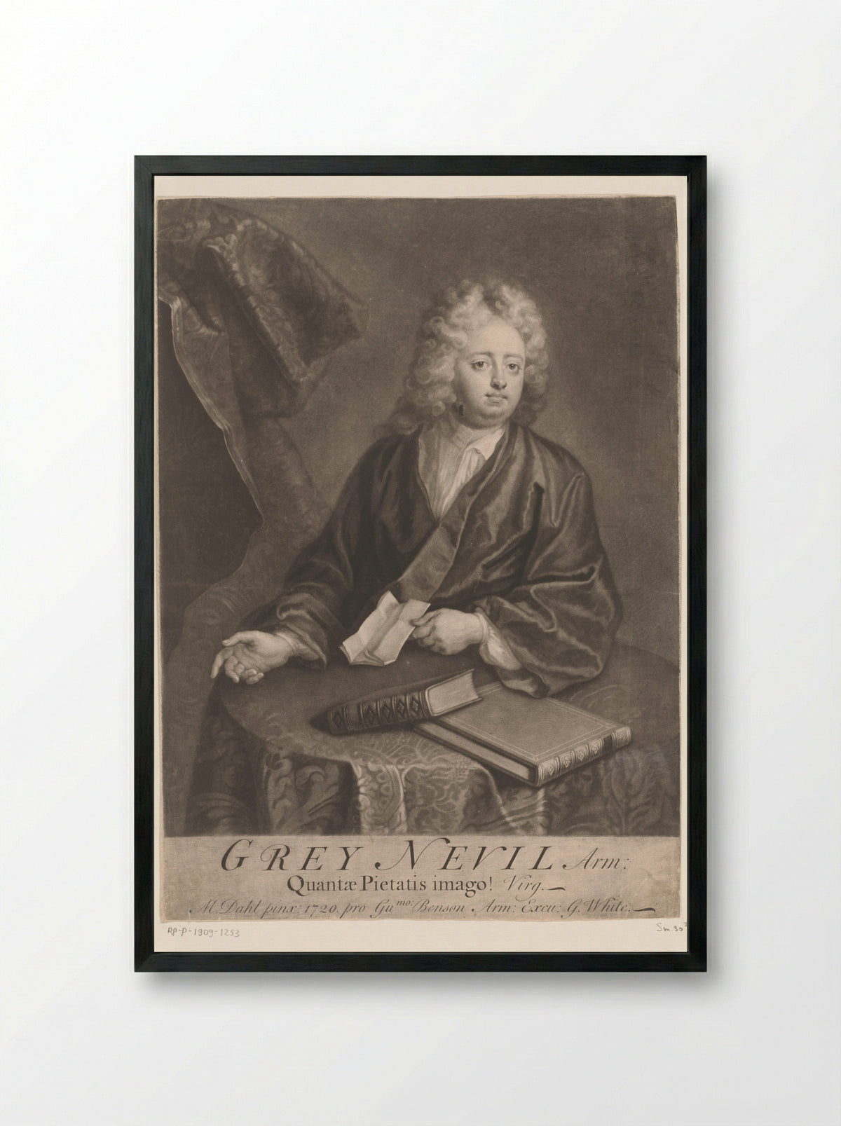 Portrait of Grey Nevil - George White - Framed Print Black