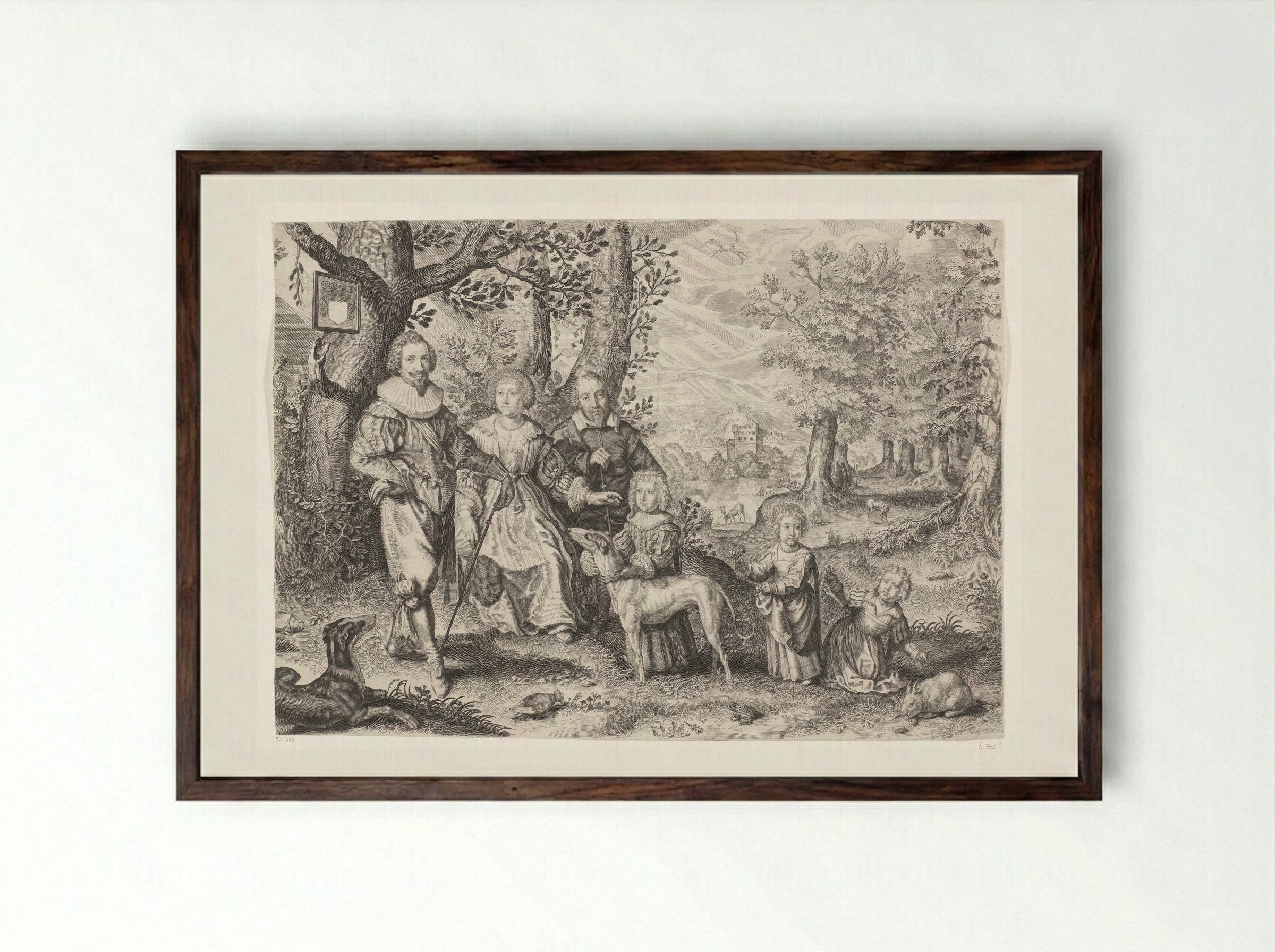 Portrait of Guy Michel Lejay and his Family - Crispijn van de Passe (II) - Framed Print Dark Wood