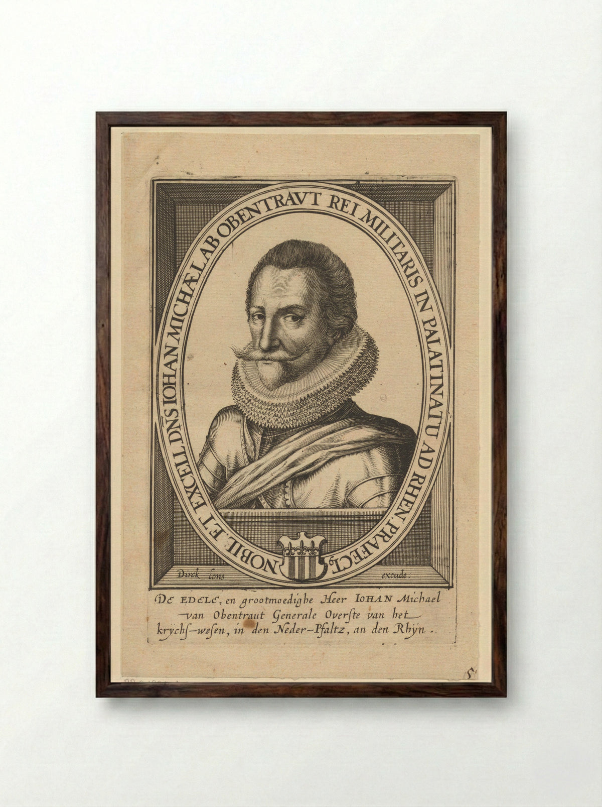 Portrait of Hans Michael Elias von Obentraut - Dirk Eversen Lons - Framed Print Dark Wood