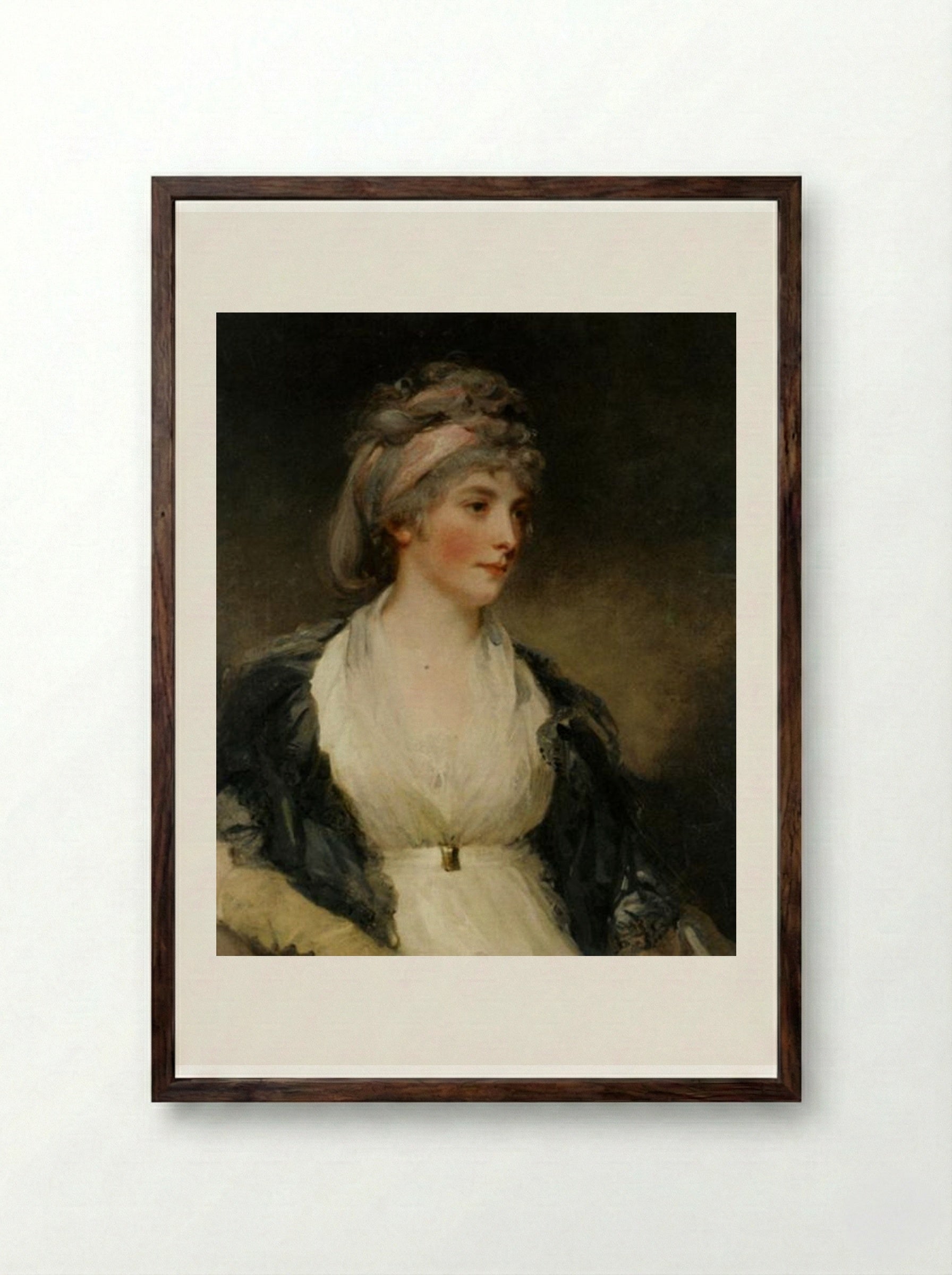 Portrait of Harriet Brouncker of Boveridge Dorset - John Hoppner - Framed Print Dark Wood