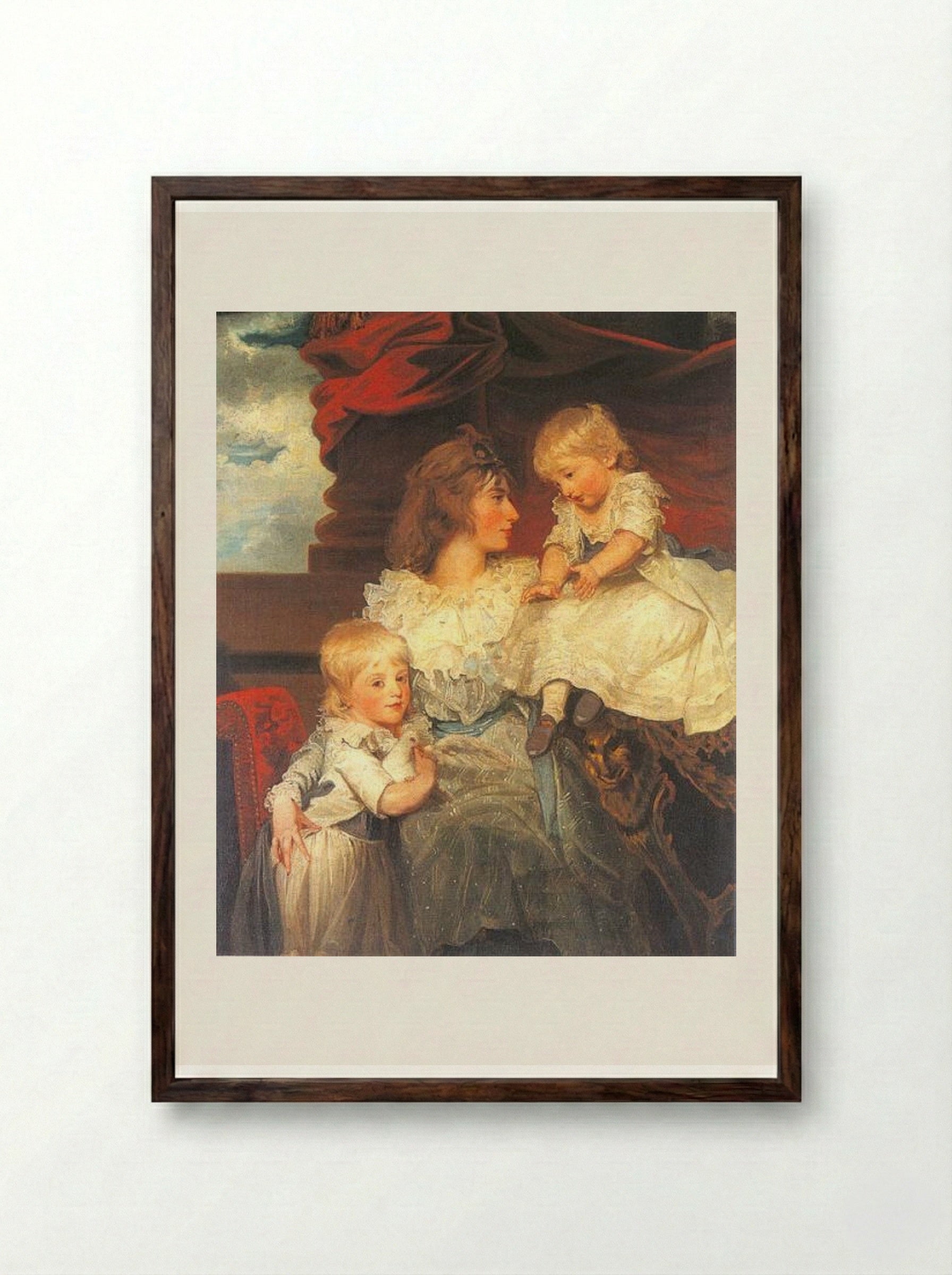 Portrait of Harriet, Viscountess Duncannon with Her Sons - John Hoppner - Framed Print Dark Wood