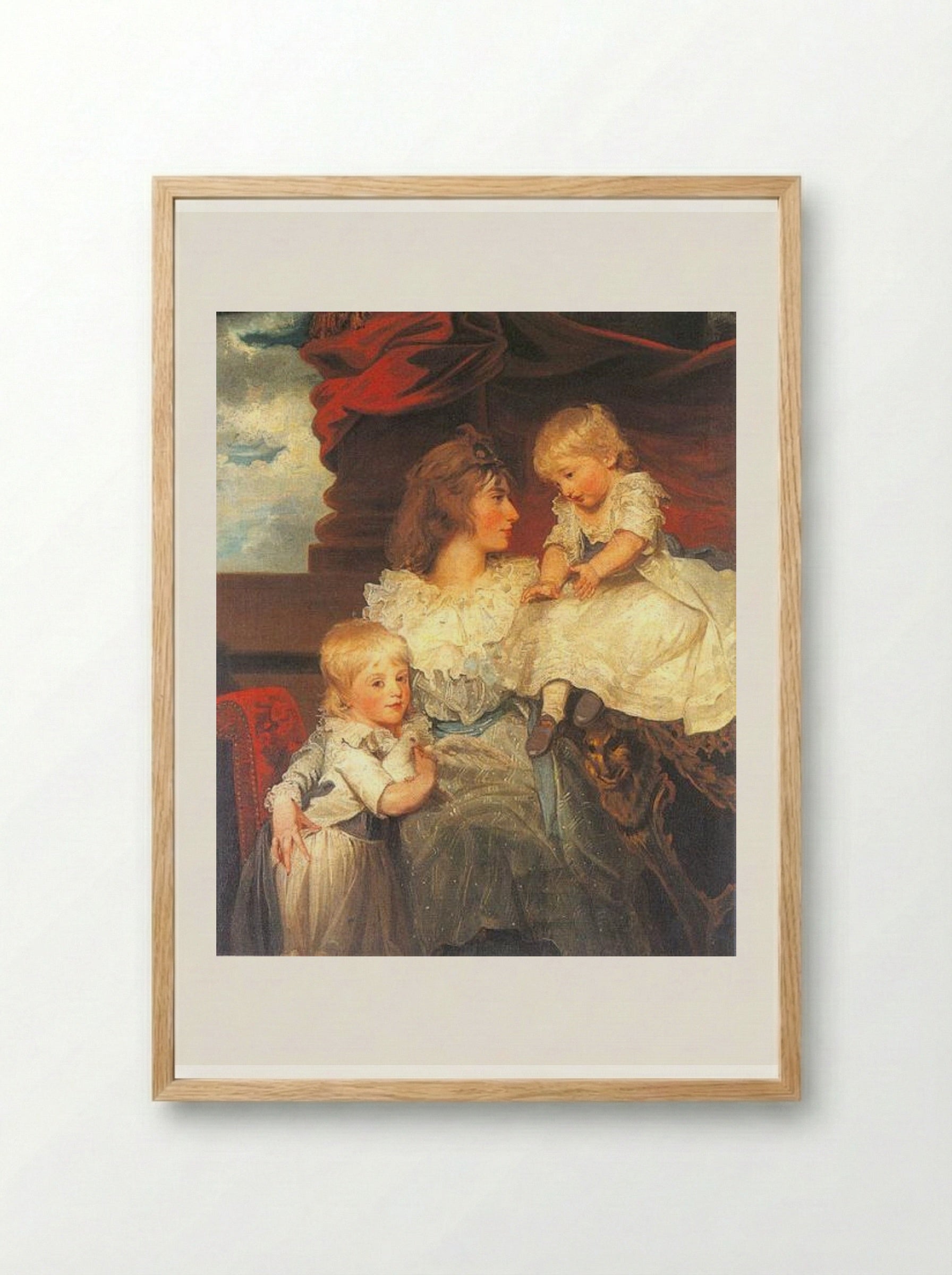 Portrait of Harriet, Viscountess Duncannon with Her Sons - John Hoppner - Framed Print Wood